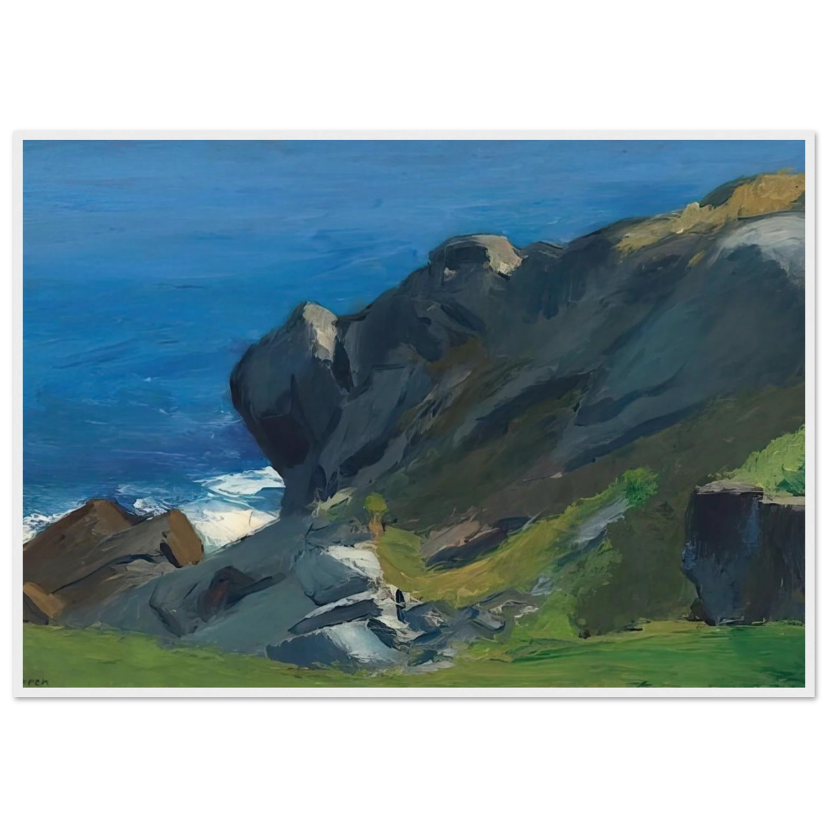 Rocky Shore and Sea Framed Poster | Edward Hopper Framed Prints Wall Art | Edward Hopper Print