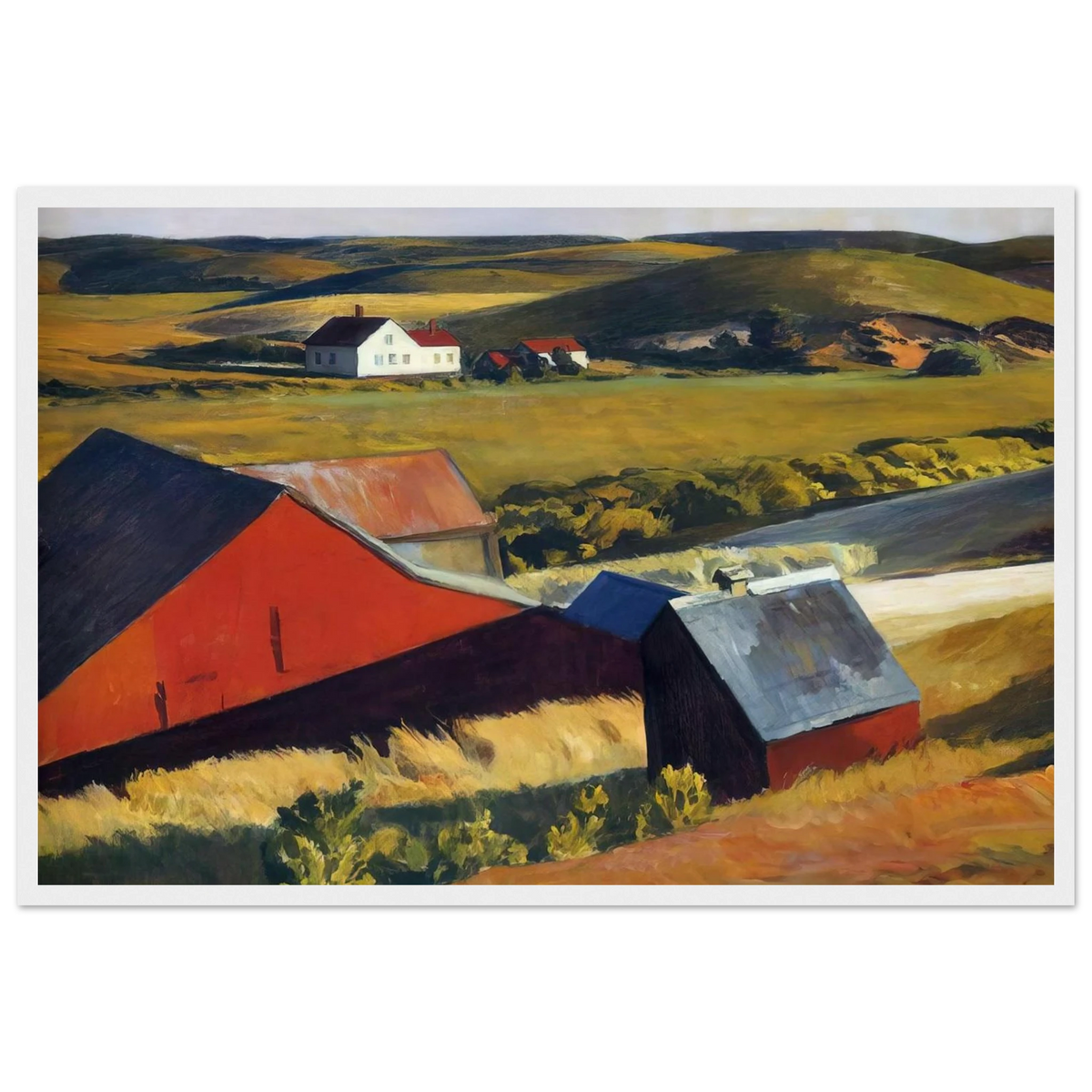 Cobbs Barns and Distant Houses Framed Poster | Edward Hopper Framed Prints Wall Art | Edward Hopper Print
