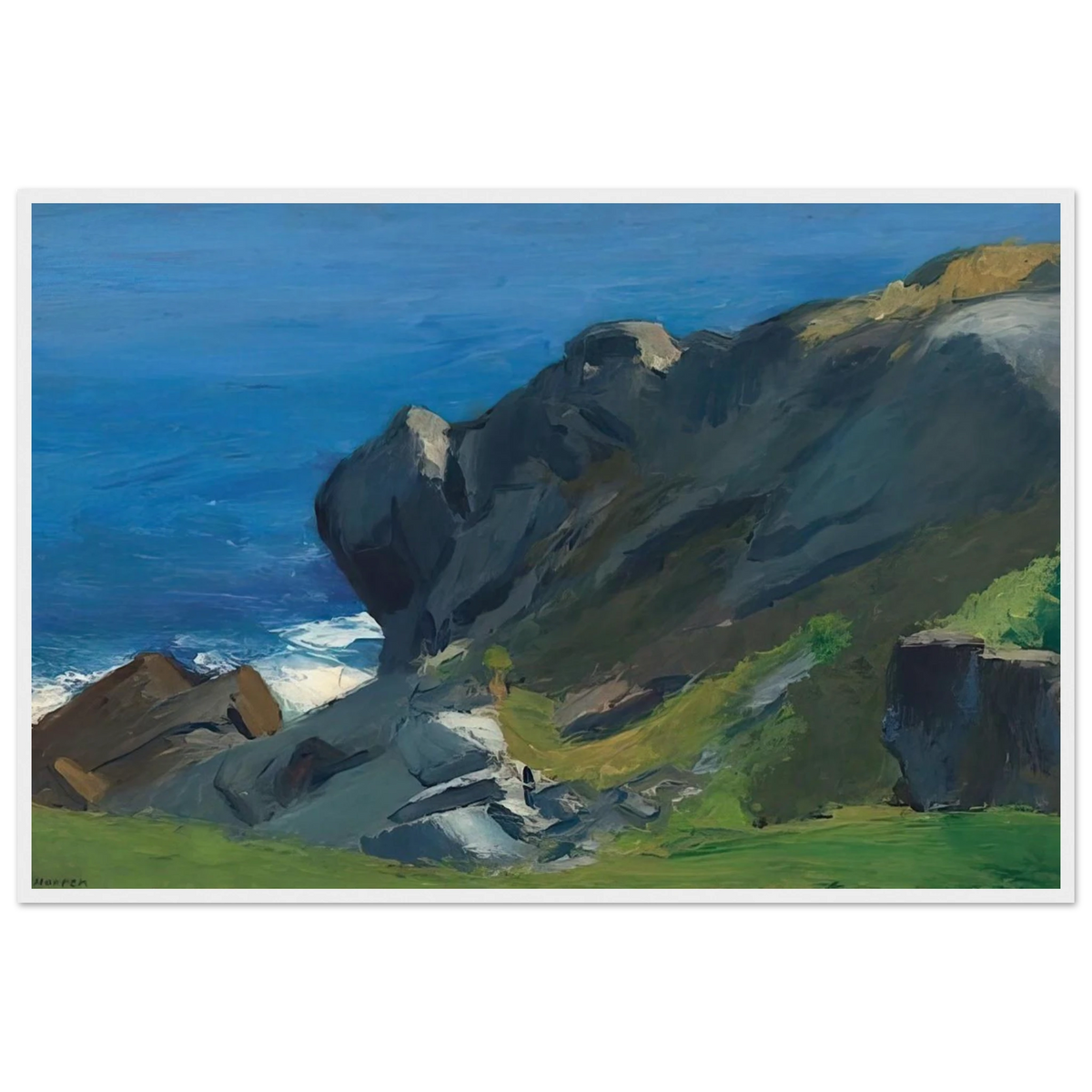 Rocky Shore and Sea Framed Poster | Edward Hopper Framed Prints Wall Art | Edward Hopper Print
