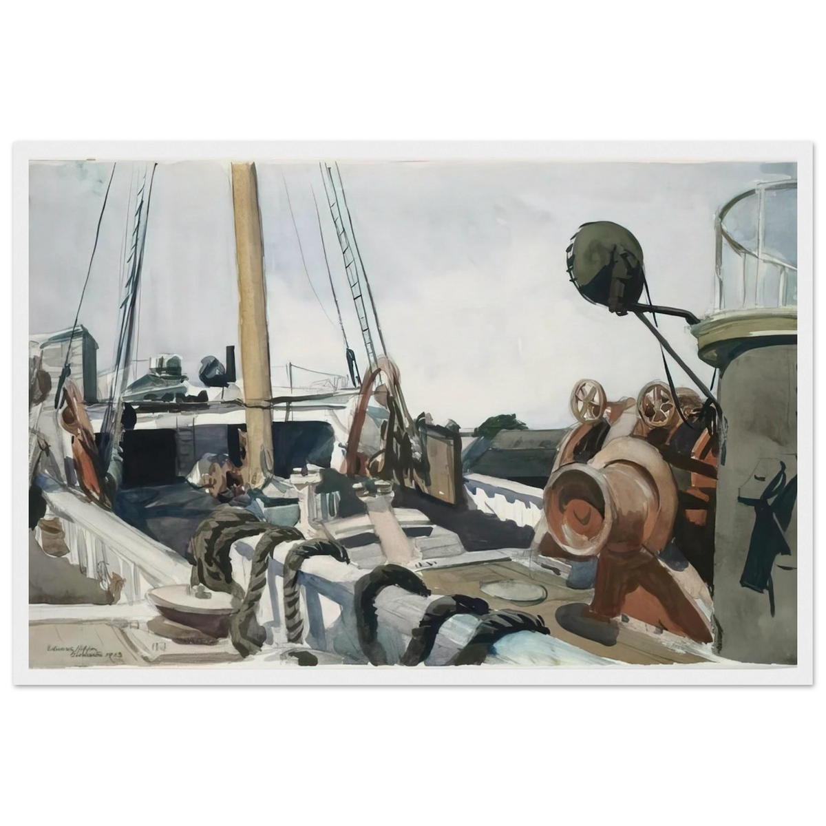 Deck of a Beam Trawler, Gloucester Framed Poster | Edward Hopper Framed Prints Wall Art | Edward Hopper Print
