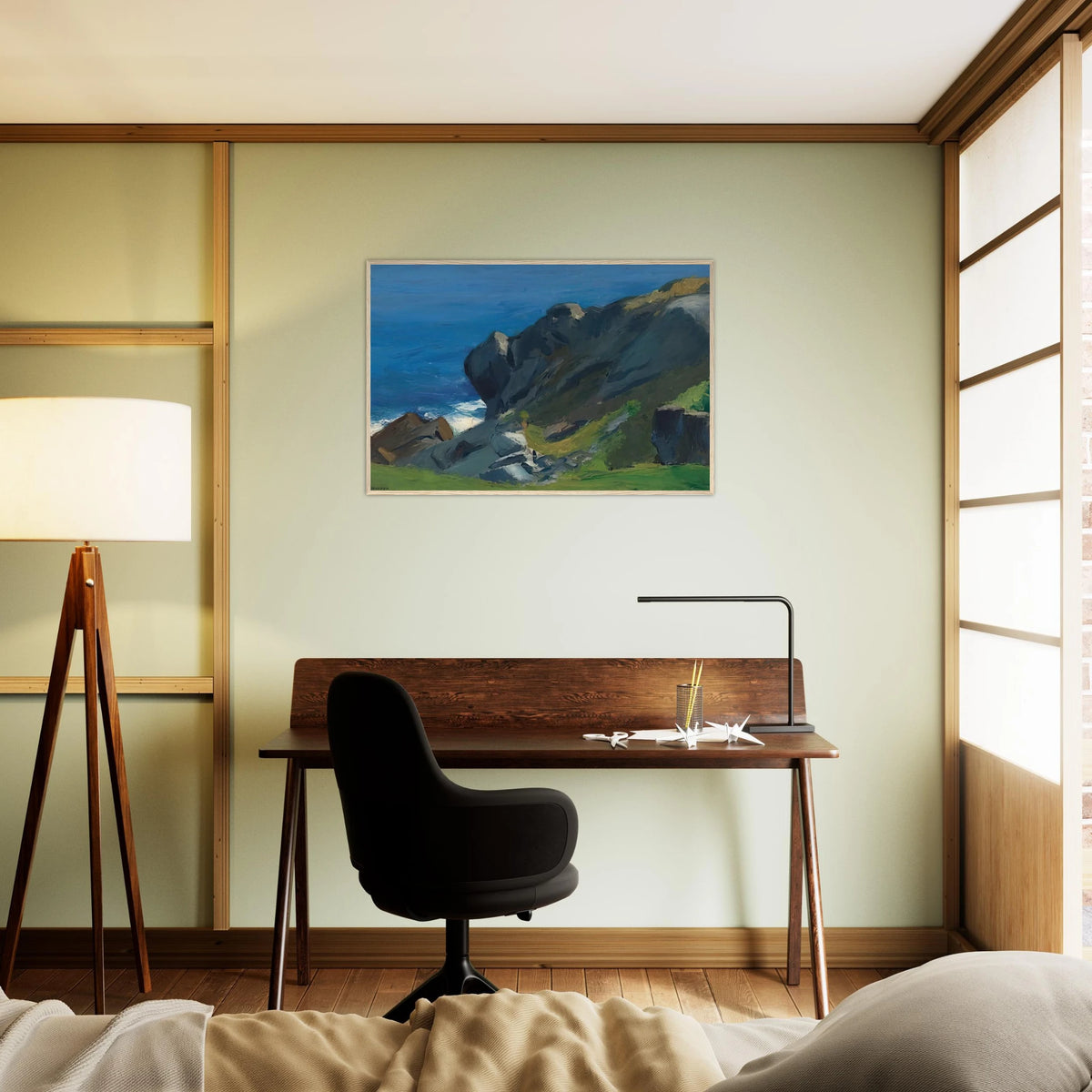 Rocky Shore and Sea Framed Poster | Edward Hopper Framed Prints Wall Art | Edward Hopper Print