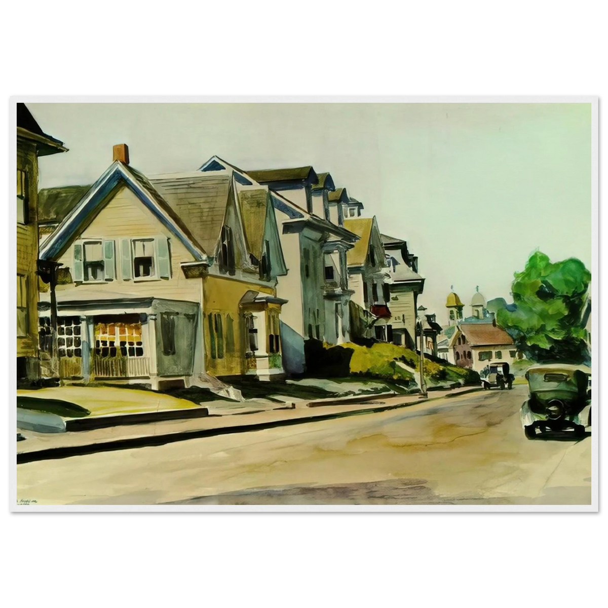 Sun on Prospect Street Gloucester, Massachusetts Framed Poster | Edward Hopper Framed Prints Wall Art | Edward Hopper Print