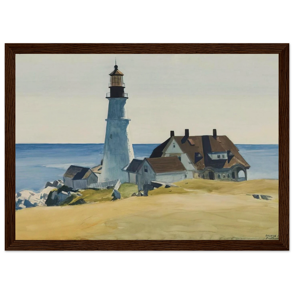 Lighthouse and Buildings, Portland Head, Cape Elizabeth, Maine Framed Poster | Edward Hopper Framed Prints Wall Art | Edward Hopper Print