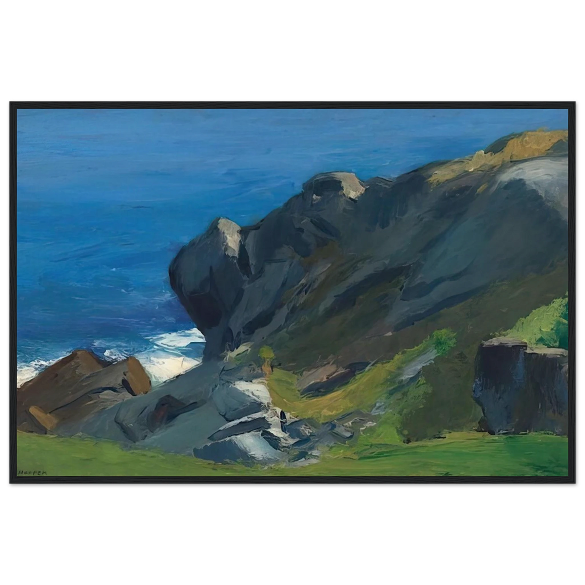 Rocky Shore and Sea Framed Poster | Edward Hopper Framed Prints Wall Art | Edward Hopper Print
