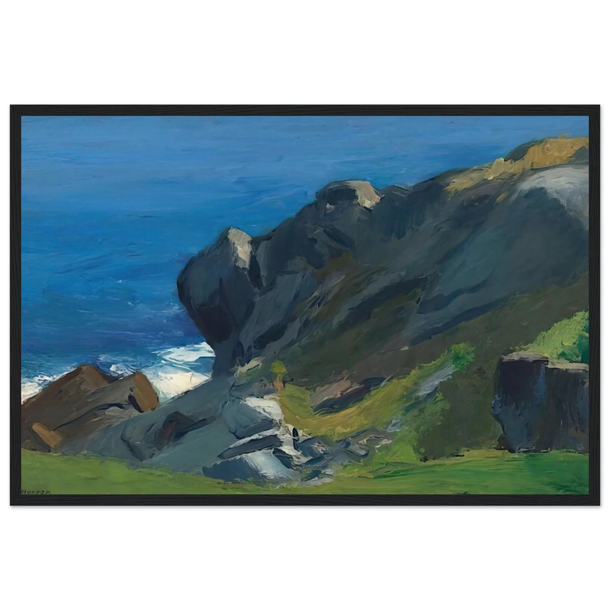 Rocky Shore and Sea Framed Poster | Edward Hopper Framed Prints Wall Art | Edward Hopper Print