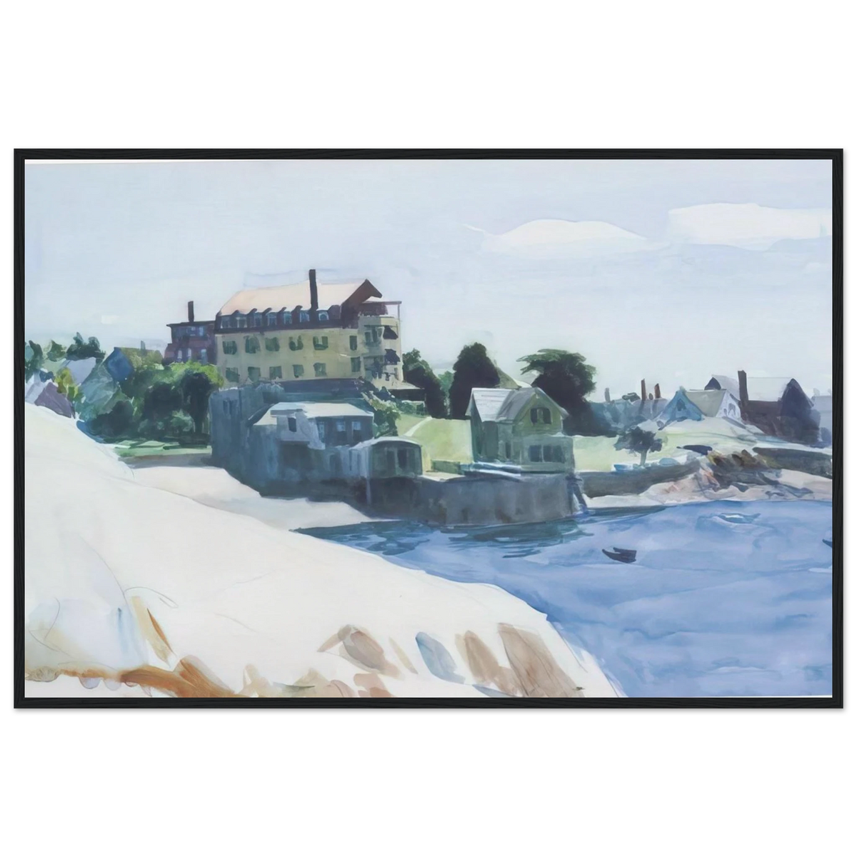 Small Town on Cove Framed Poster | Edward Hopper Framed Prints Wall Art | Edward Hopper Print