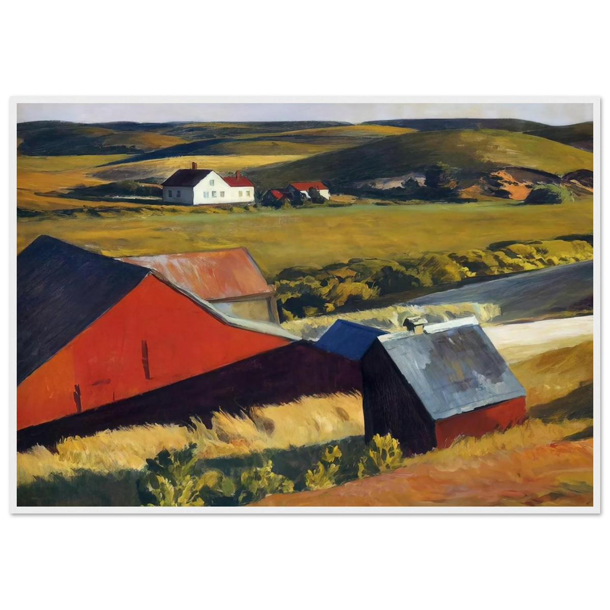 Cobbs Barns and Distant Houses Framed Poster | Edward Hopper Framed Prints Wall Art | Edward Hopper Print