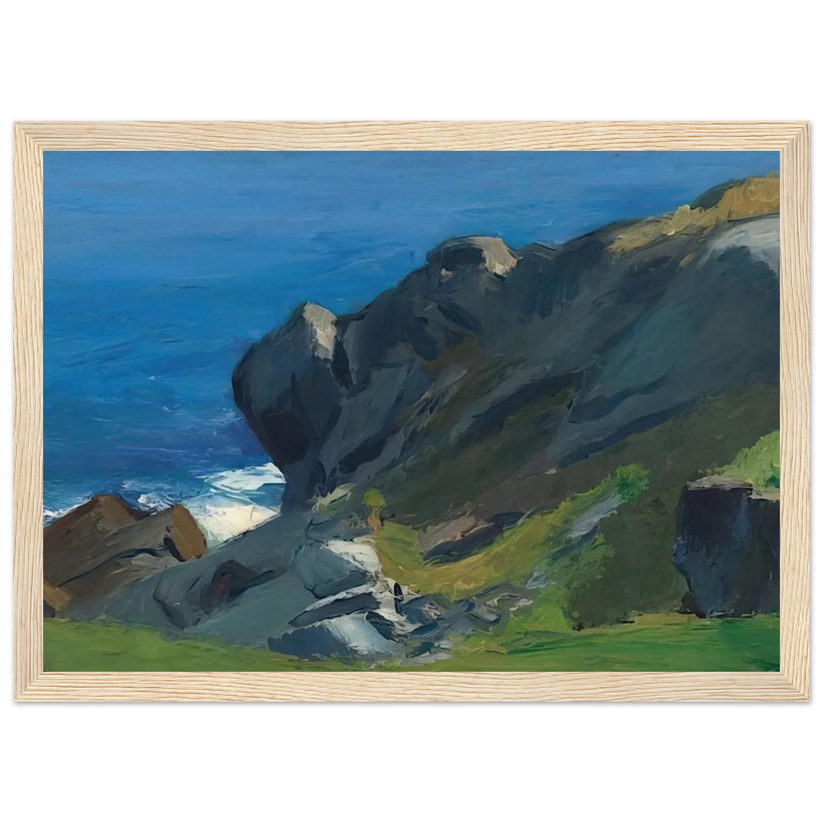 Rocky Shore and Sea Framed Poster | Edward Hopper Framed Prints Wall Art | Edward Hopper Print