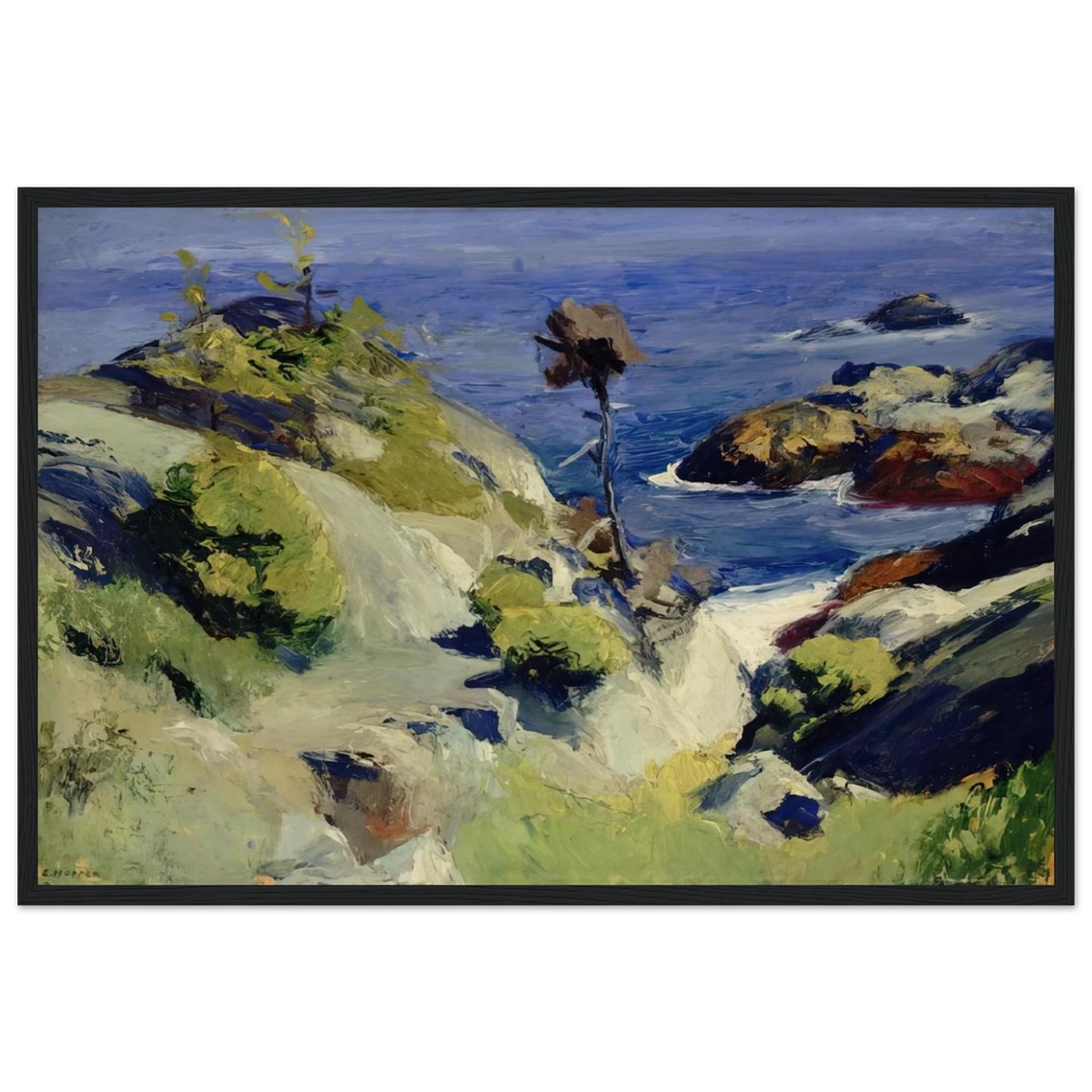 Monhegan Landscape Framed Poster | Edward Hopper Framed Prints Wall Art | Edward Hopper Print