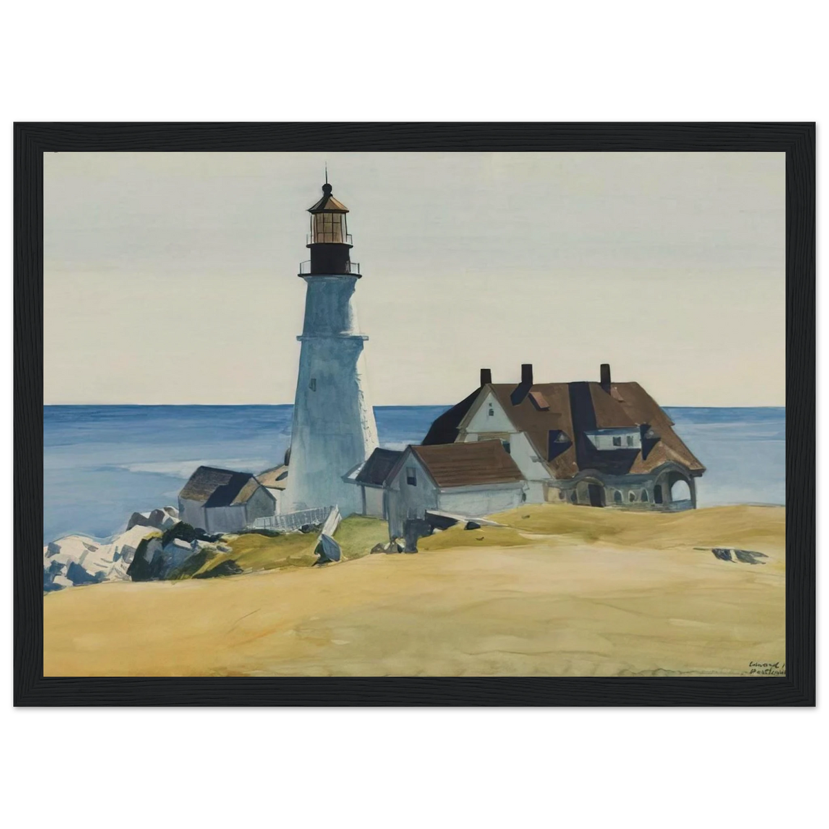Lighthouse and Buildings, Portland Head, Cape Elizabeth, Maine Framed Poster | Edward Hopper Framed Prints Wall Art | Edward Hopper Print