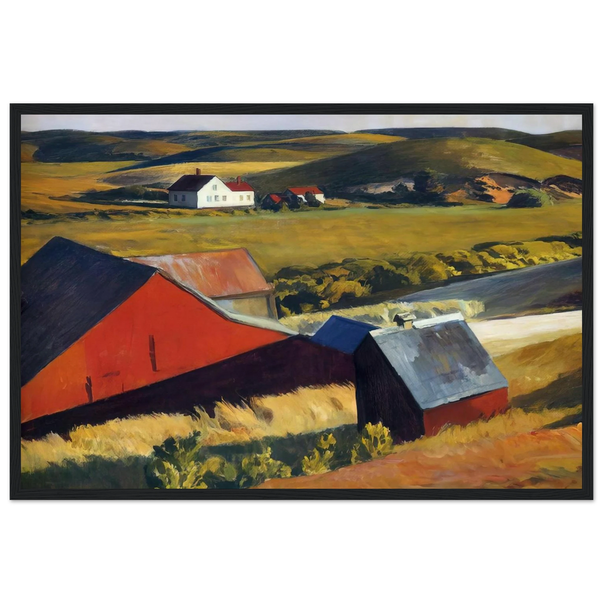 Cobbs Barns and Distant Houses Framed Poster | Edward Hopper Framed Prints Wall Art | Edward Hopper Print