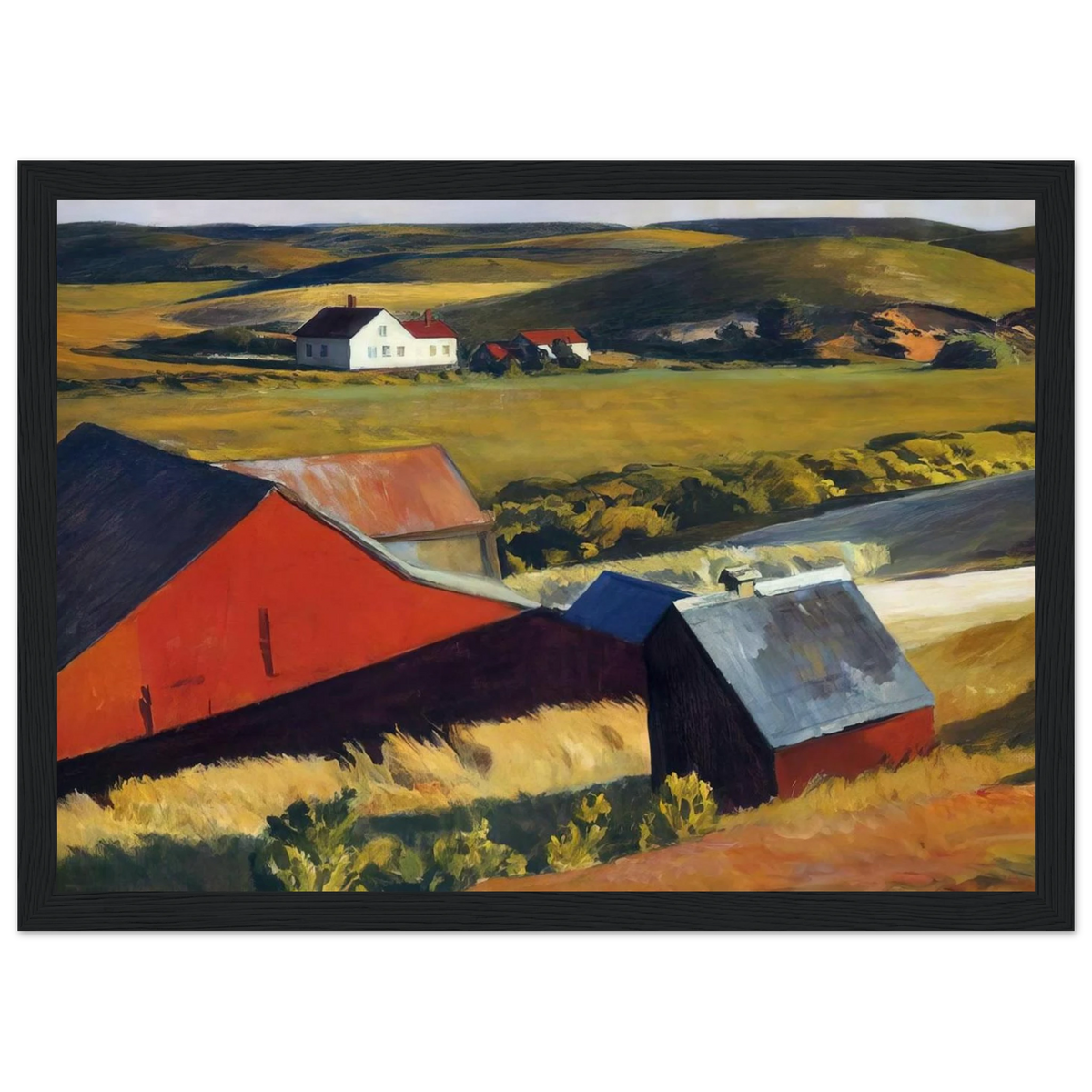Cobbs Barns and Distant Houses Framed Poster | Edward Hopper Framed Prints Wall Art | Edward Hopper Print