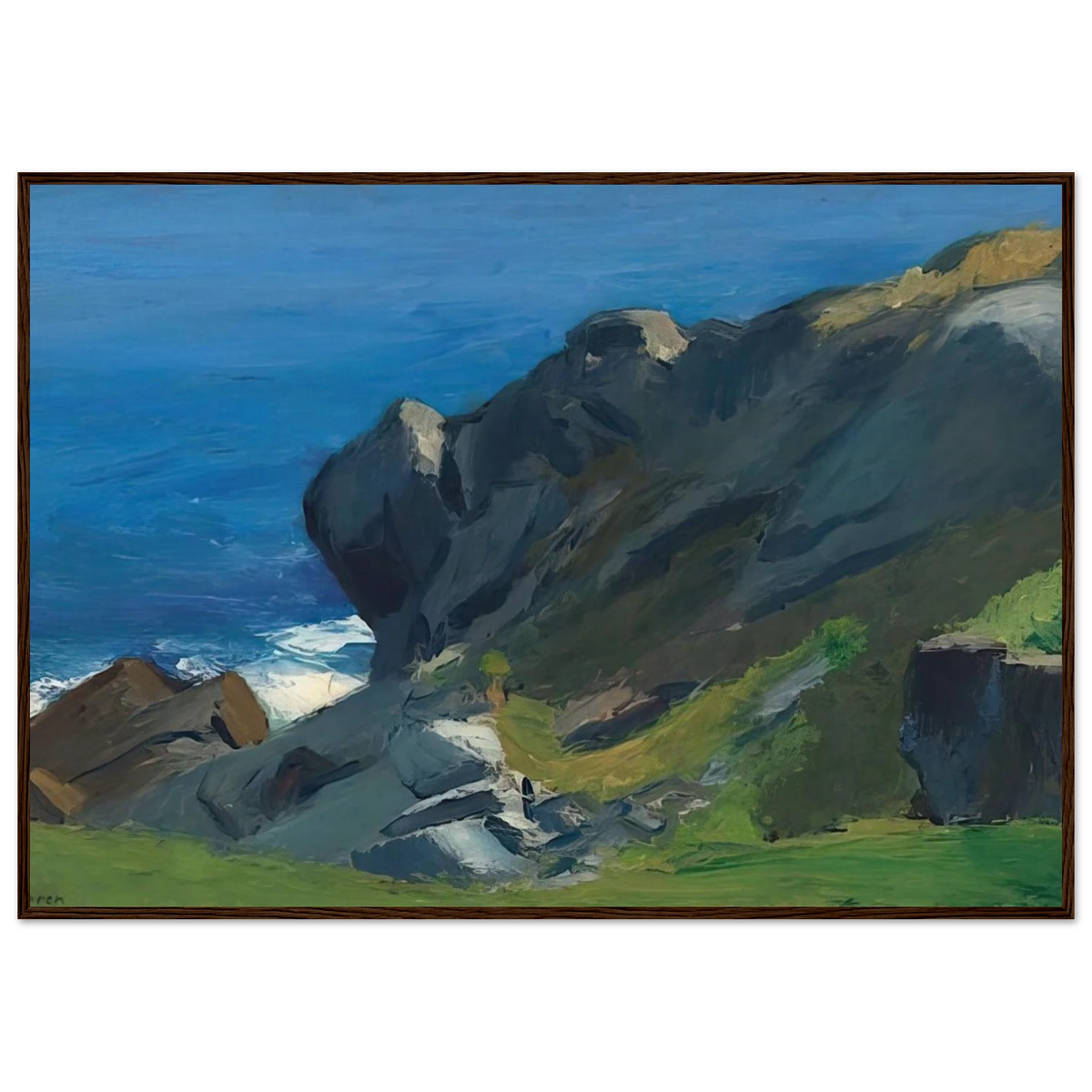 Rocky Shore and Sea Framed Poster | Edward Hopper Framed Prints Wall Art | Edward Hopper Print