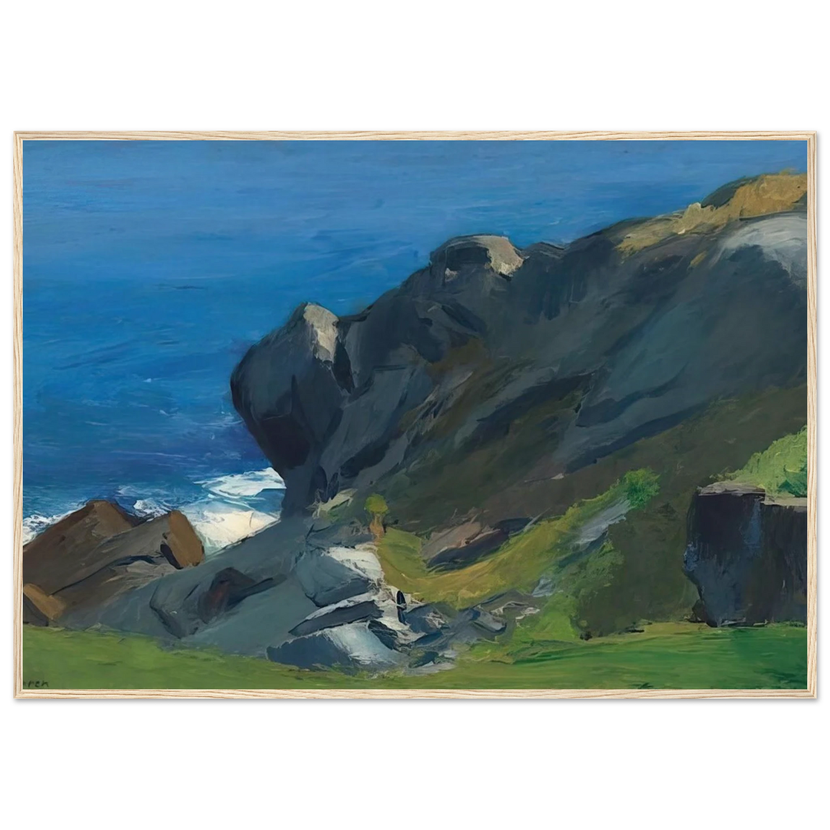 Rocky Shore and Sea Framed Poster | Edward Hopper Framed Prints Wall Art | Edward Hopper Print