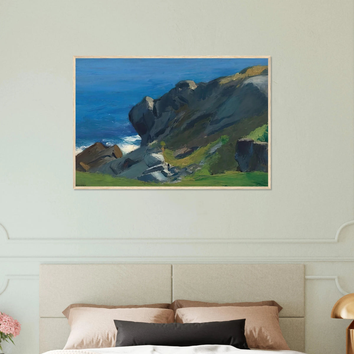 Rocky Shore and Sea Framed Poster | Edward Hopper Framed Prints Wall Art | Edward Hopper Print