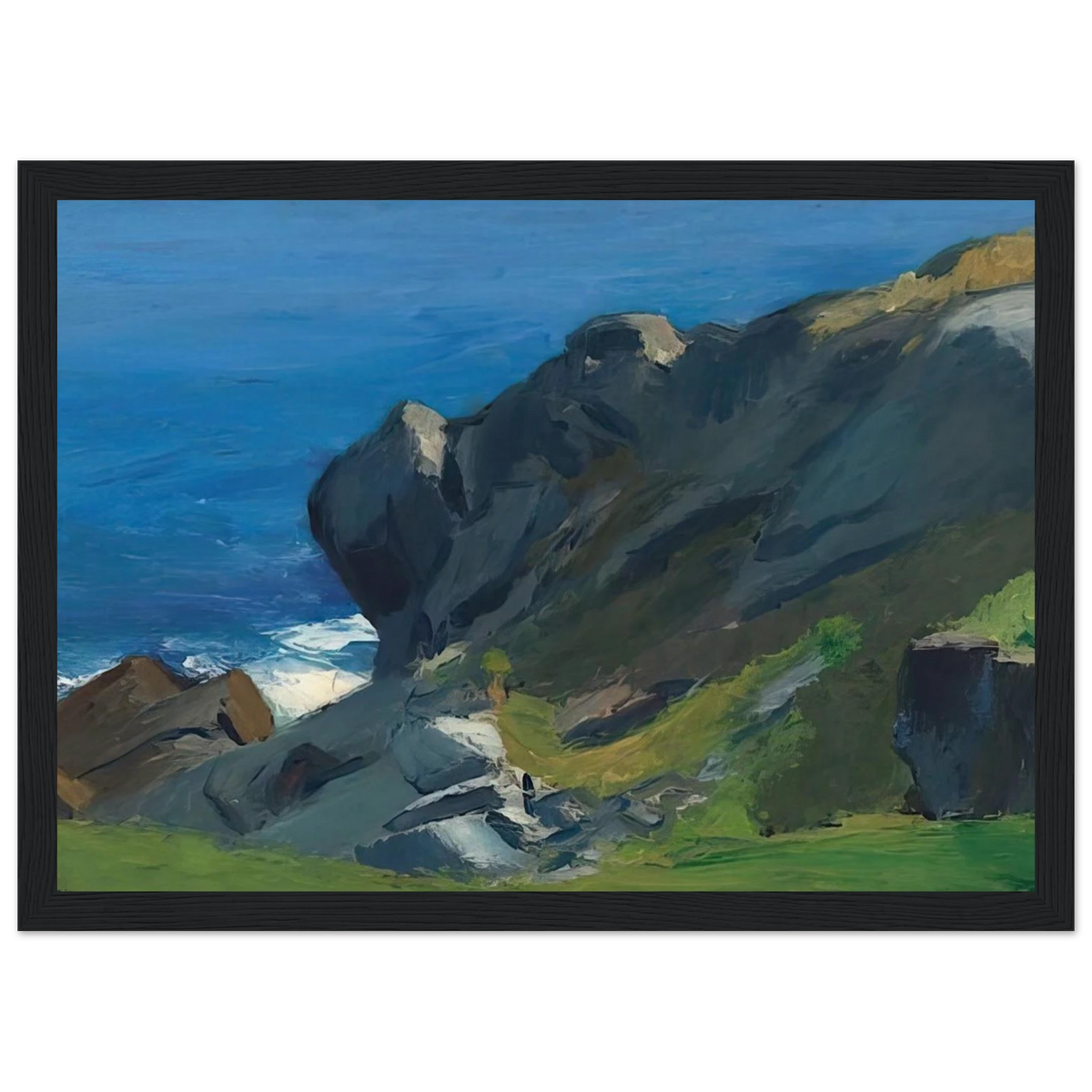 Rocky Shore and Sea Framed Poster | Edward Hopper Framed Prints Wall Art | Edward Hopper Print