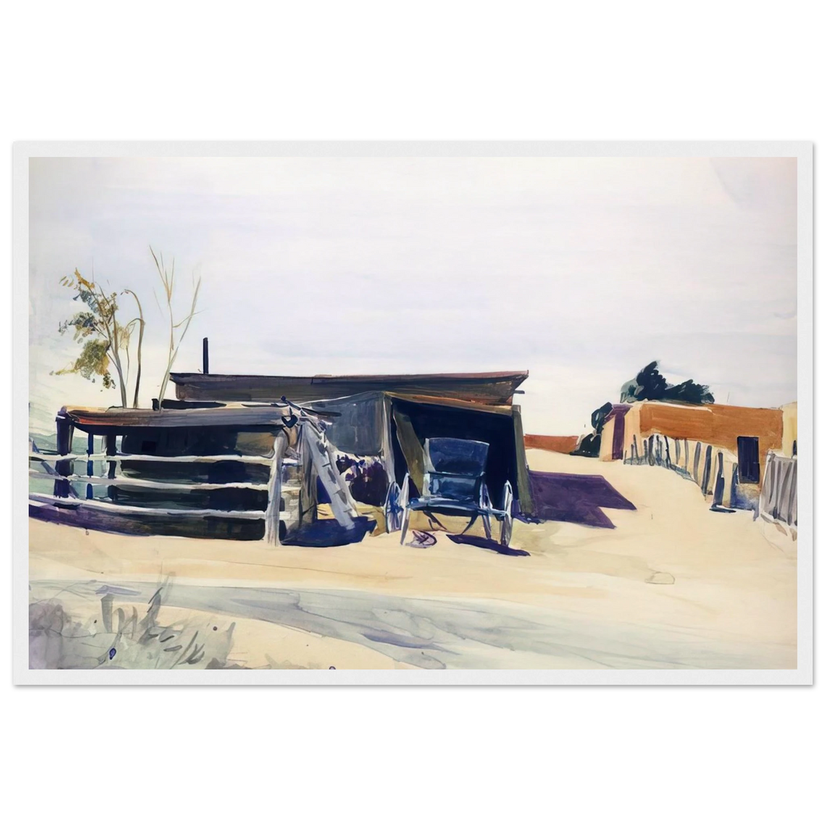 Adobes and Shed, New Mexico Framed Poster | Edward Hopper Framed Prints Wall Art | Edward Hopper Print