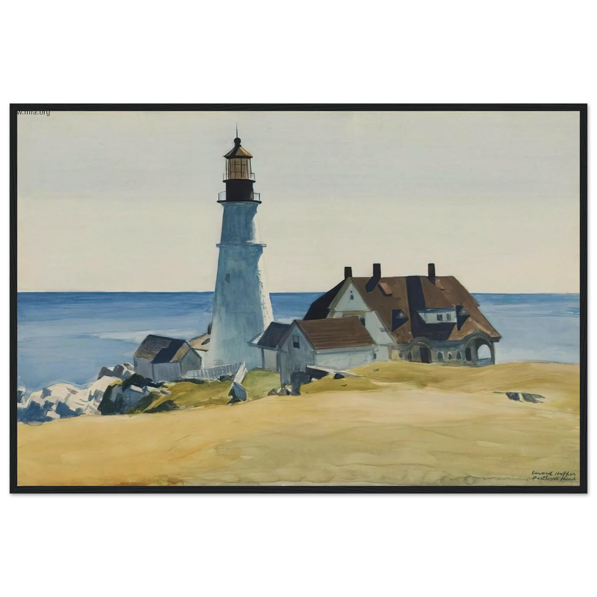Lighthouse and Buildings, Portland Head, Cape Elizabeth, Maine Framed Poster | Edward Hopper Framed Prints Wall Art | Edward Hopper Print