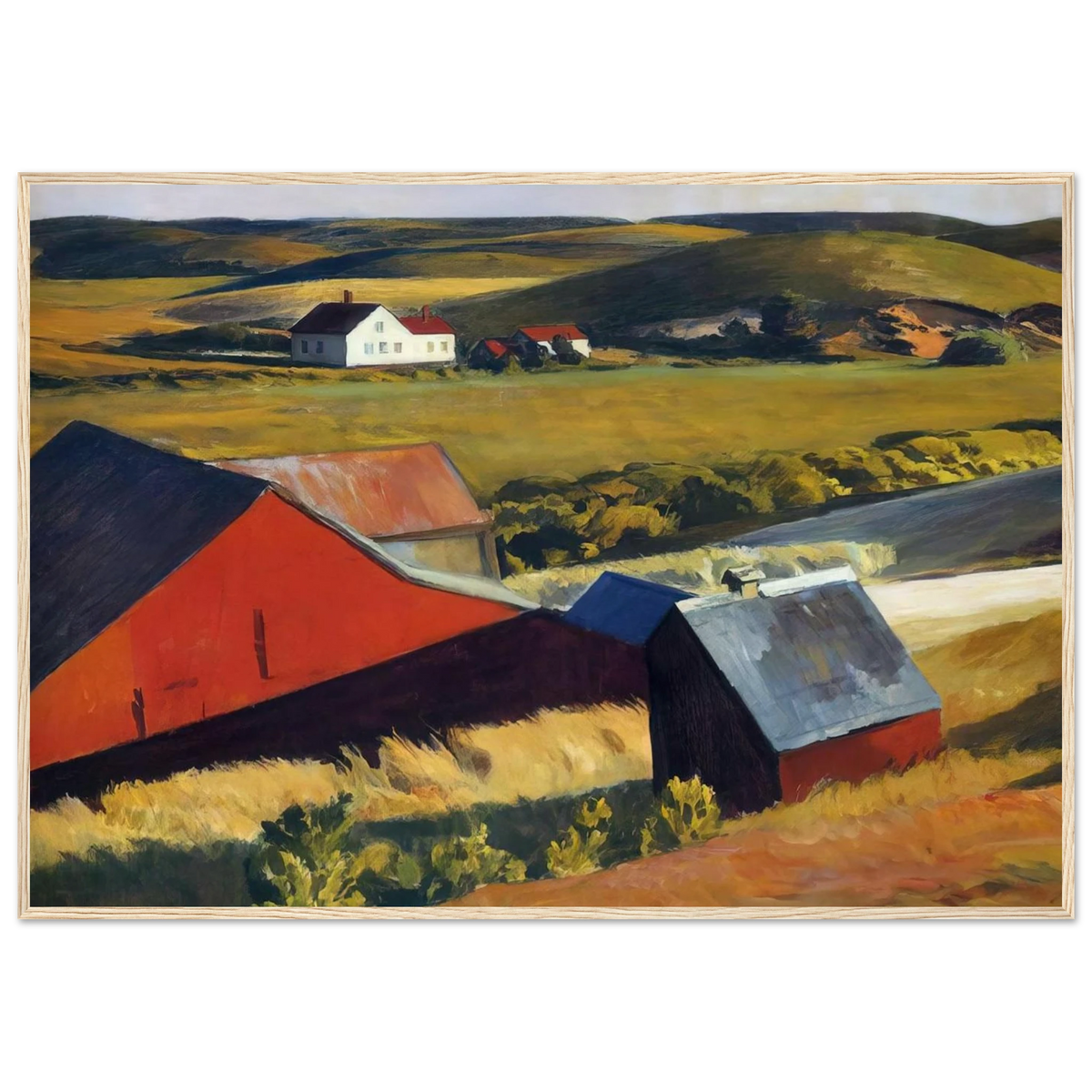 Cobbs Barns and Distant Houses Framed Poster | Edward Hopper Framed Prints Wall Art | Edward Hopper Print