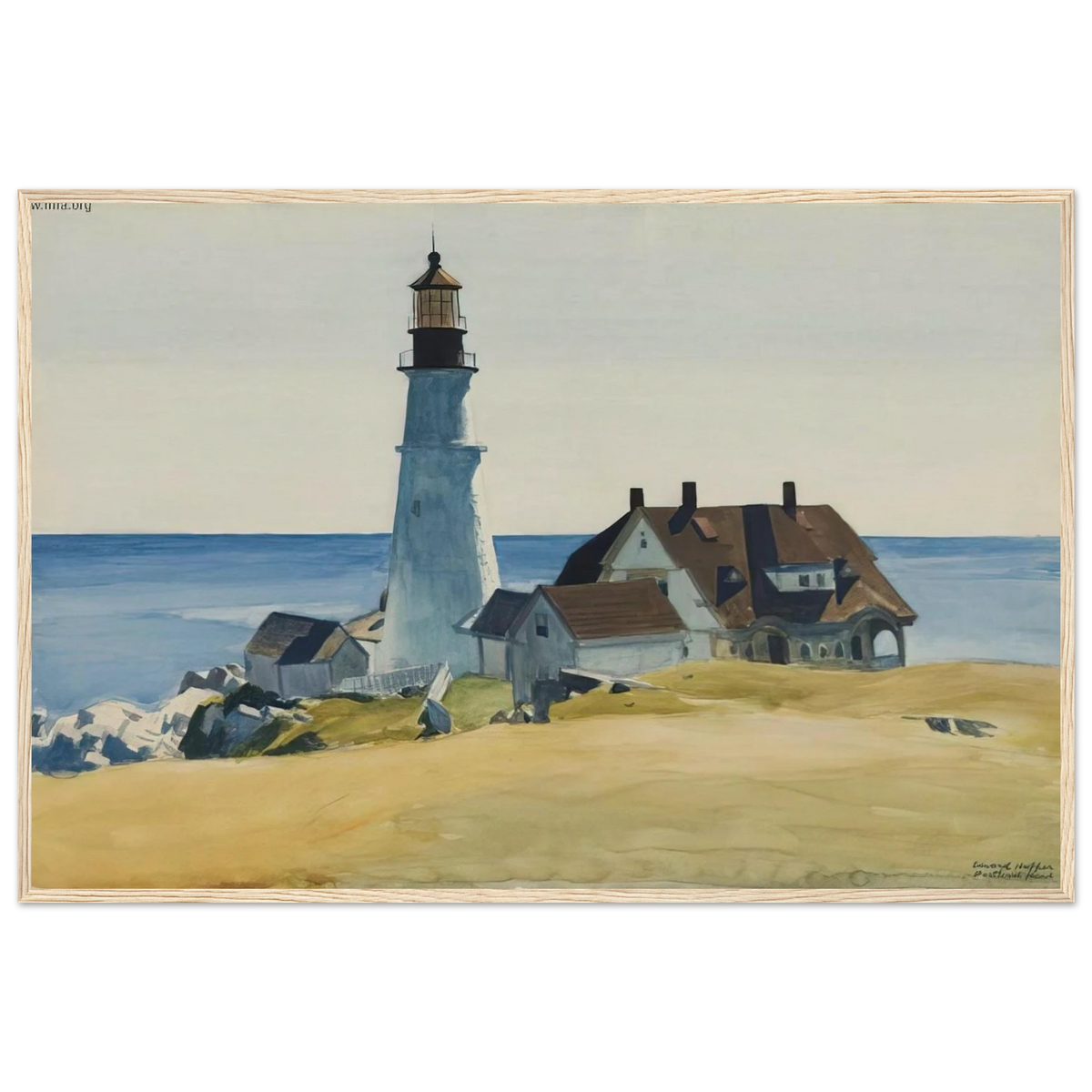 Lighthouse and Buildings, Portland Head, Cape Elizabeth, Maine Framed Poster | Edward Hopper Framed Prints Wall Art | Edward Hopper Print