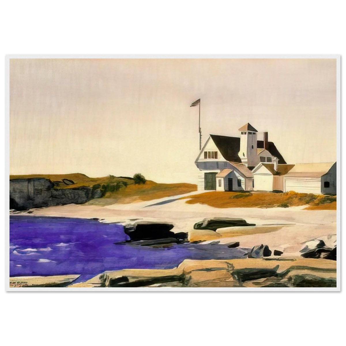 Coast Guard Station, Two Lights, Maine Framed Poster | Edward Hopper Framed Prints Wall Art | Edward Hopper Print