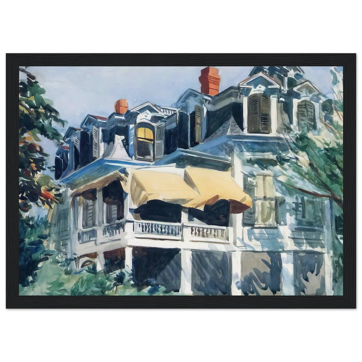 The Mansard Roof Framed Poster | Edward Hopper Framed Prints Wall Art | Edward Hopper Print