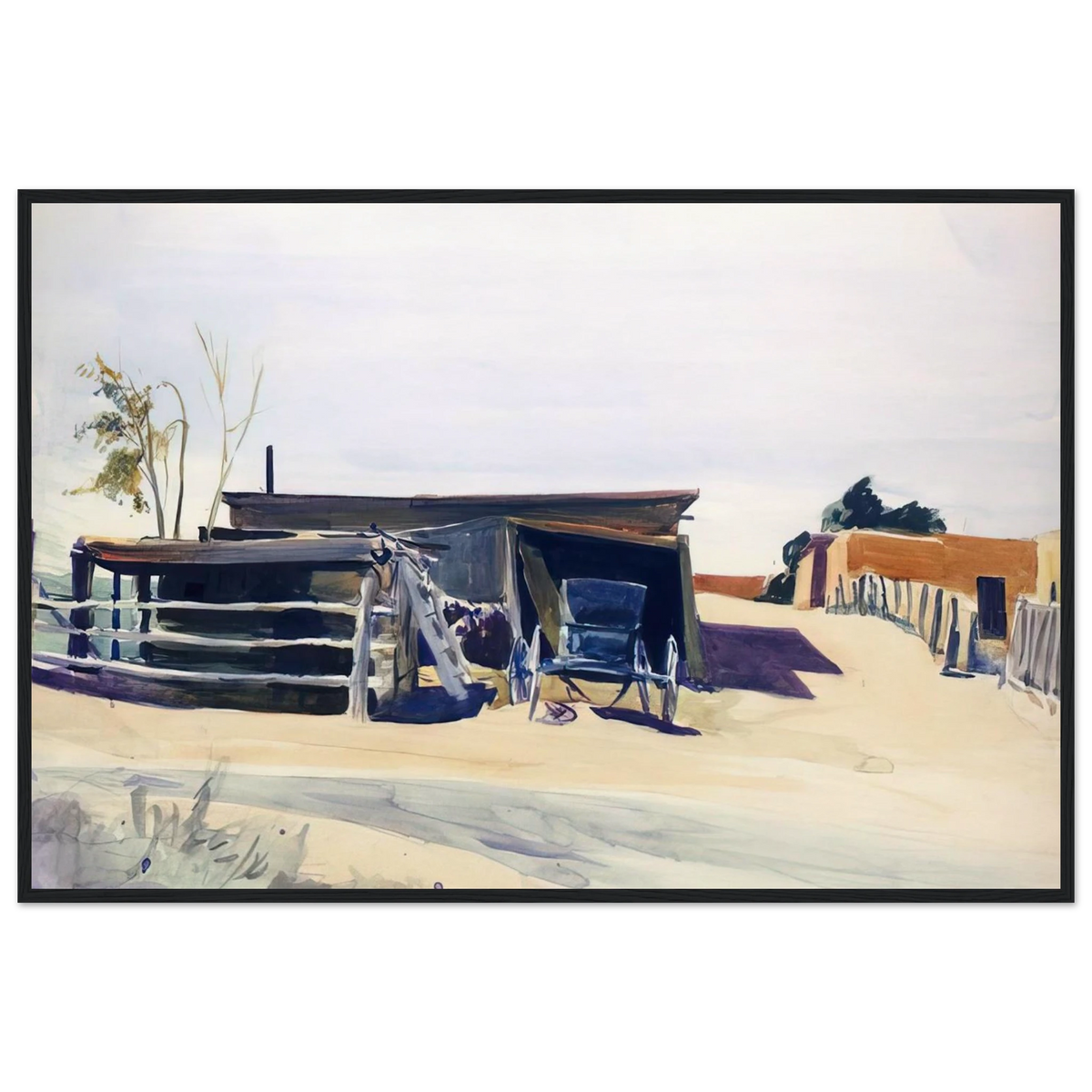 Adobes and Shed, New Mexico Framed Poster | Edward Hopper Framed Prints Wall Art | Edward Hopper Print