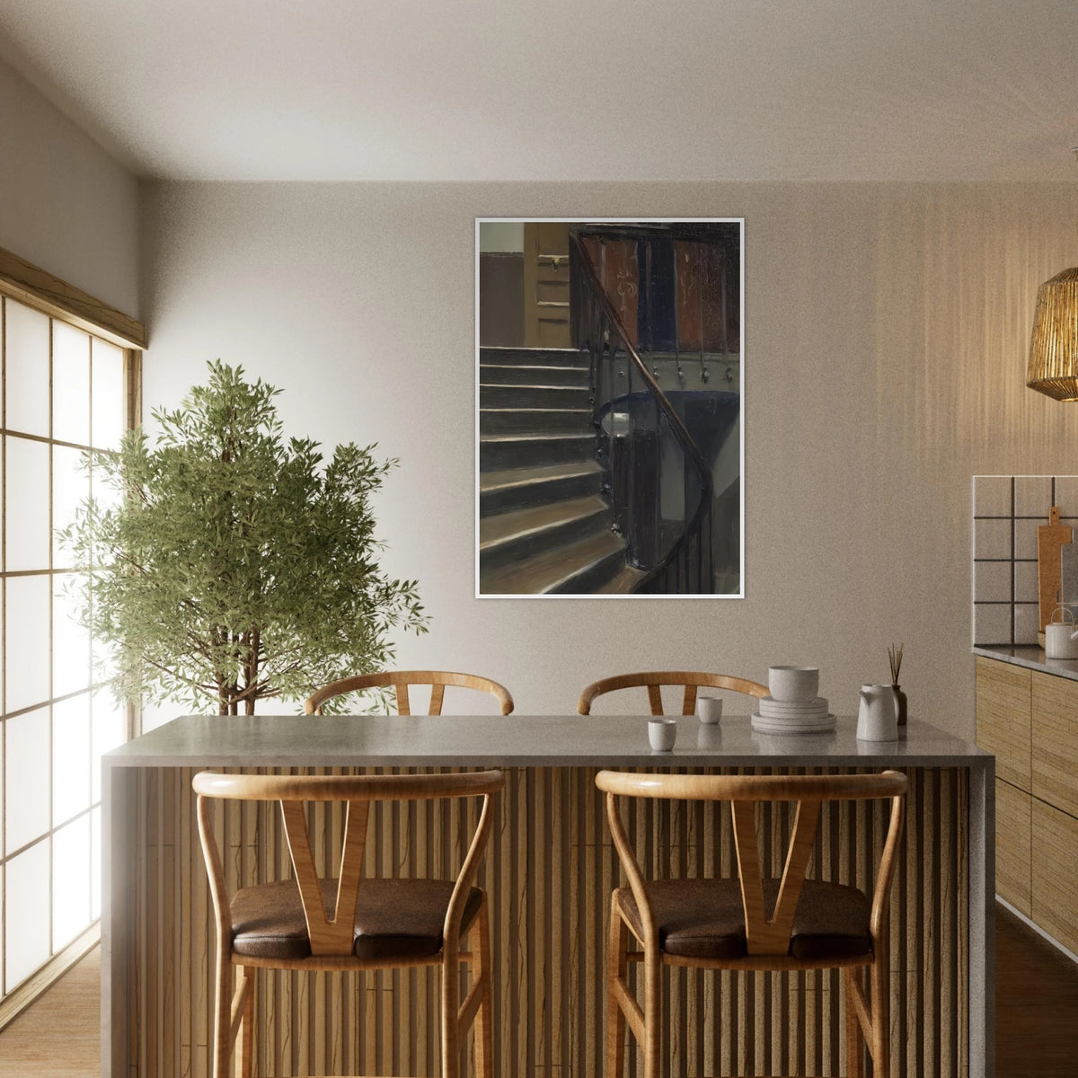 Stairway at 48 rue de Lille, Paris Framed Poster | Edward Hopper Framed Prints Wall Art | Edward Hopper Print