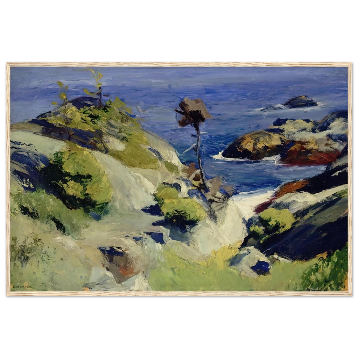 Monhegan Landscape Framed Poster | Edward Hopper Framed Prints Wall Art | Edward Hopper Print