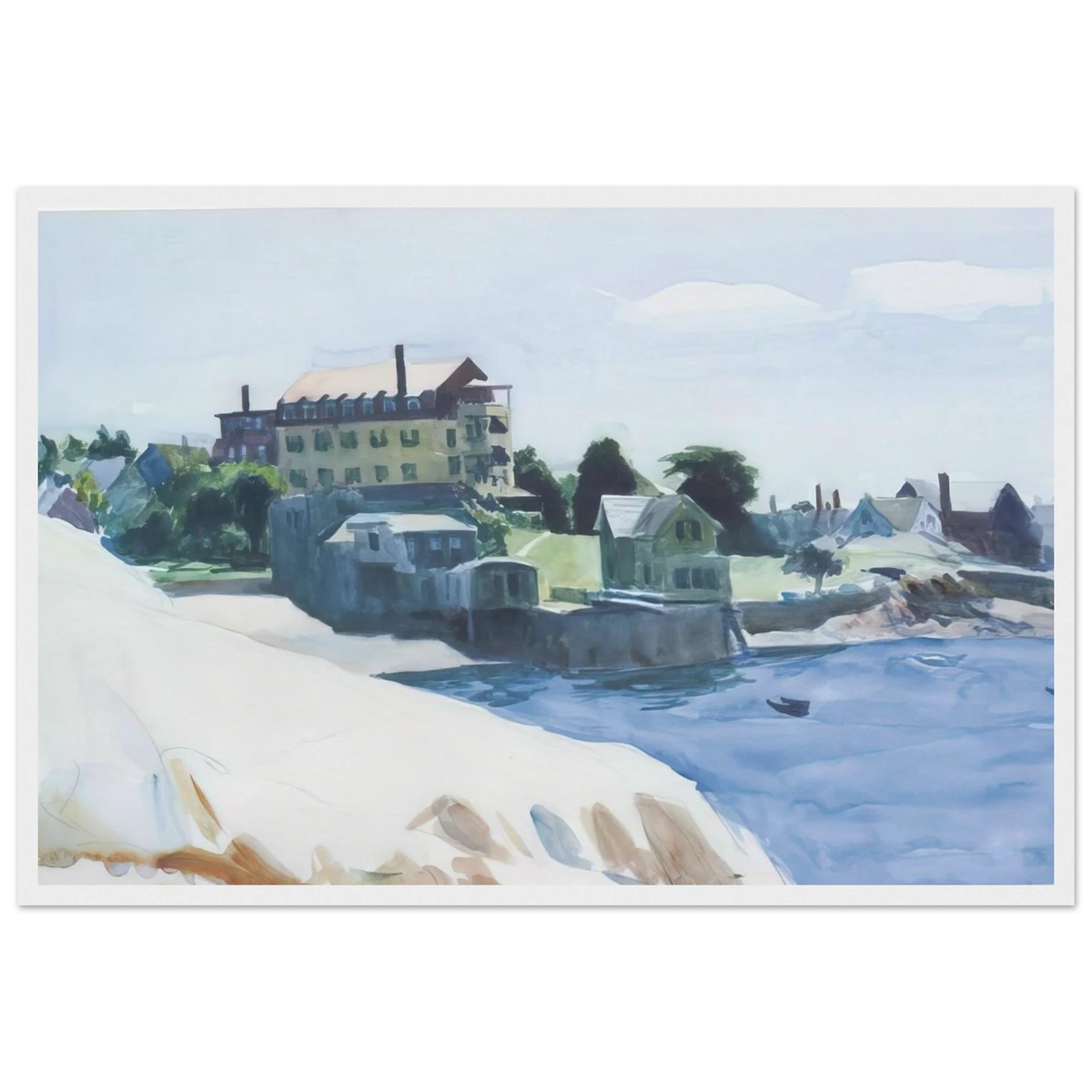 Small Town on Cove Framed Poster | Edward Hopper Framed Prints Wall Art | Edward Hopper Print