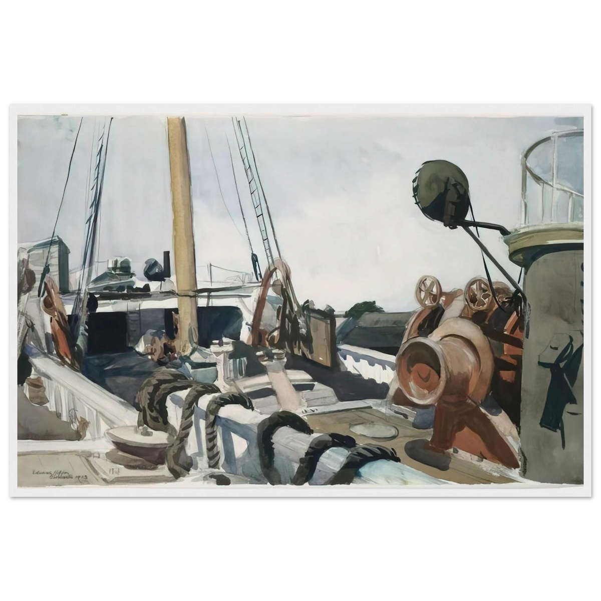 Deck of a Beam Trawler, Gloucester Framed Poster | Edward Hopper Framed Prints Wall Art | Edward Hopper Print