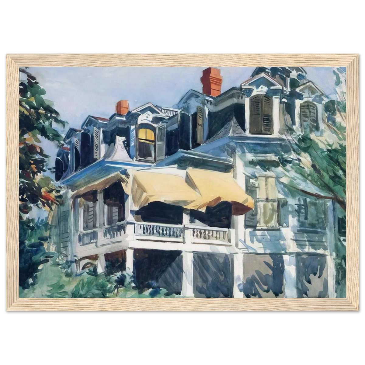 The Mansard Roof Framed Poster | Edward Hopper Framed Prints Wall Art | Edward Hopper Print