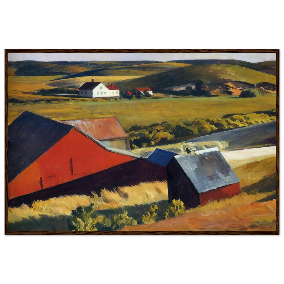 Cobbs Barns and Distant Houses Framed Poster | Edward Hopper Framed Prints Wall Art | Edward Hopper Print