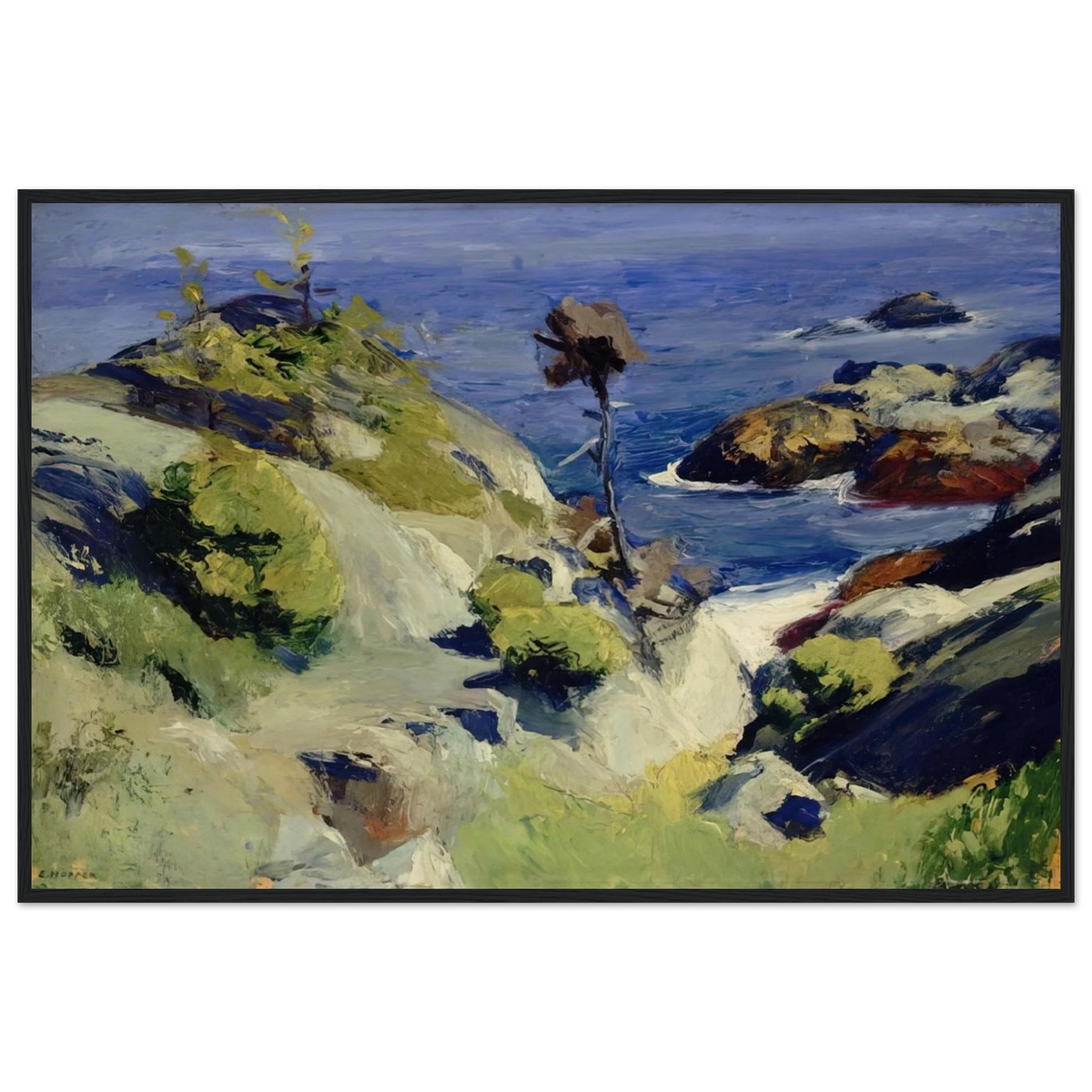 Monhegan Landscape Framed Poster | Edward Hopper Framed Prints Wall Art | Edward Hopper Print