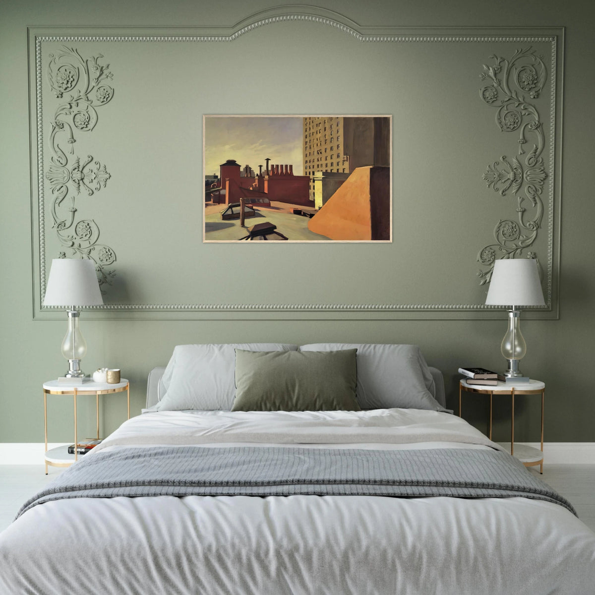City Roofs Framed Poster | Edward Hopper Framed Prints Wall Art | Edward Hopper Print