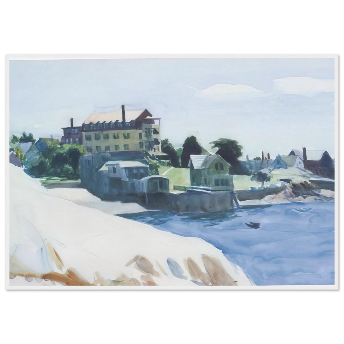 Small Town on Cove Framed Poster | Edward Hopper Framed Prints Wall Art | Edward Hopper Print
