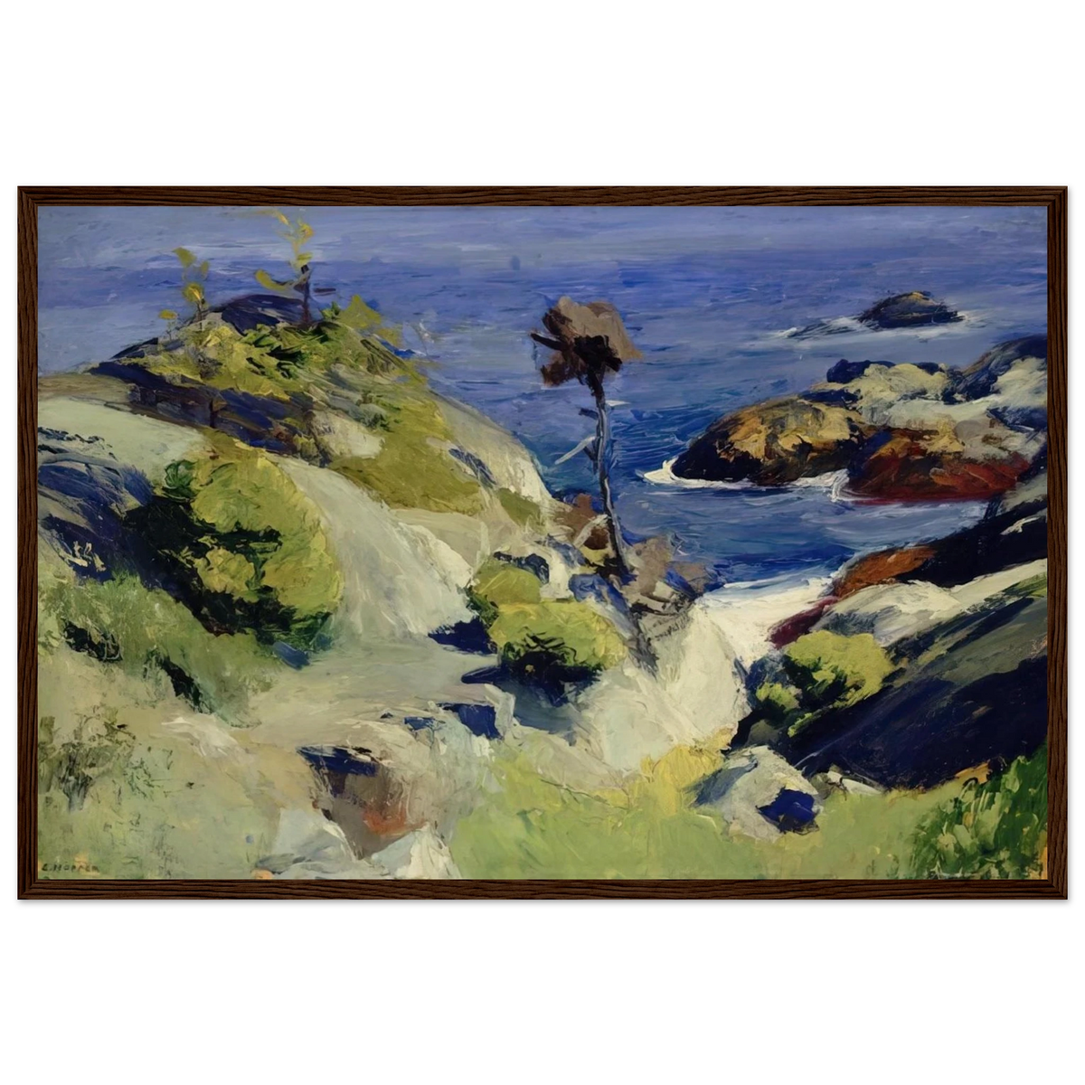 Monhegan Landscape Framed Poster | Edward Hopper Framed Prints Wall Art | Edward Hopper Print