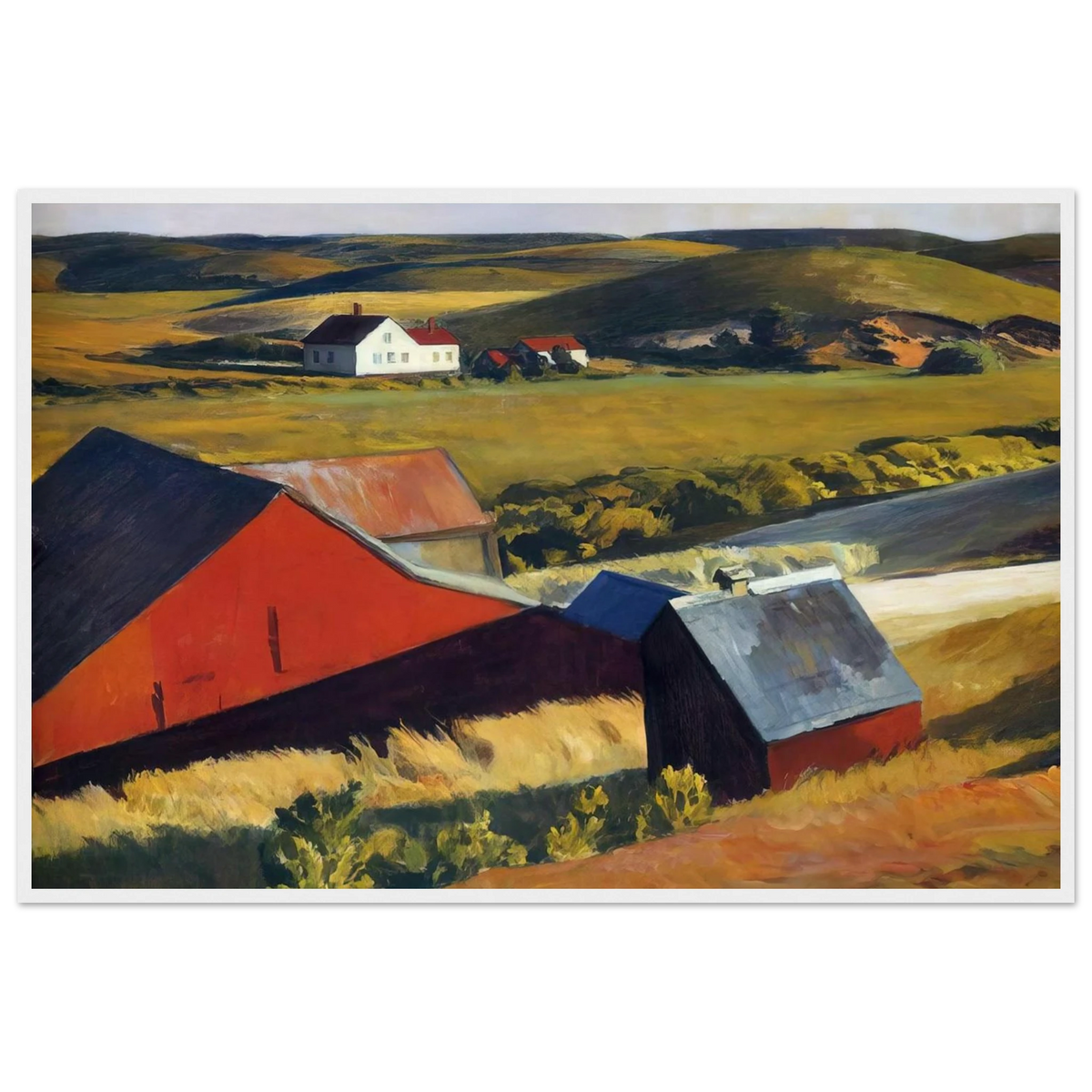 Cobbs Barns and Distant Houses Framed Poster | Edward Hopper Framed Prints Wall Art | Edward Hopper Print