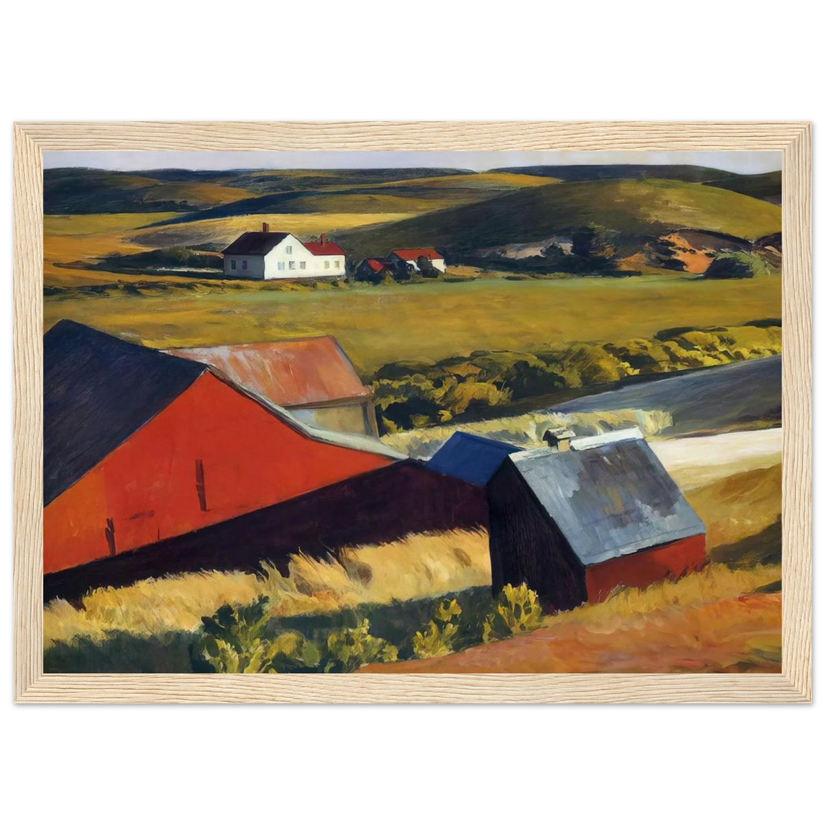 Cobbs Barns and Distant Houses Framed Poster | Edward Hopper Framed Prints Wall Art | Edward Hopper Print