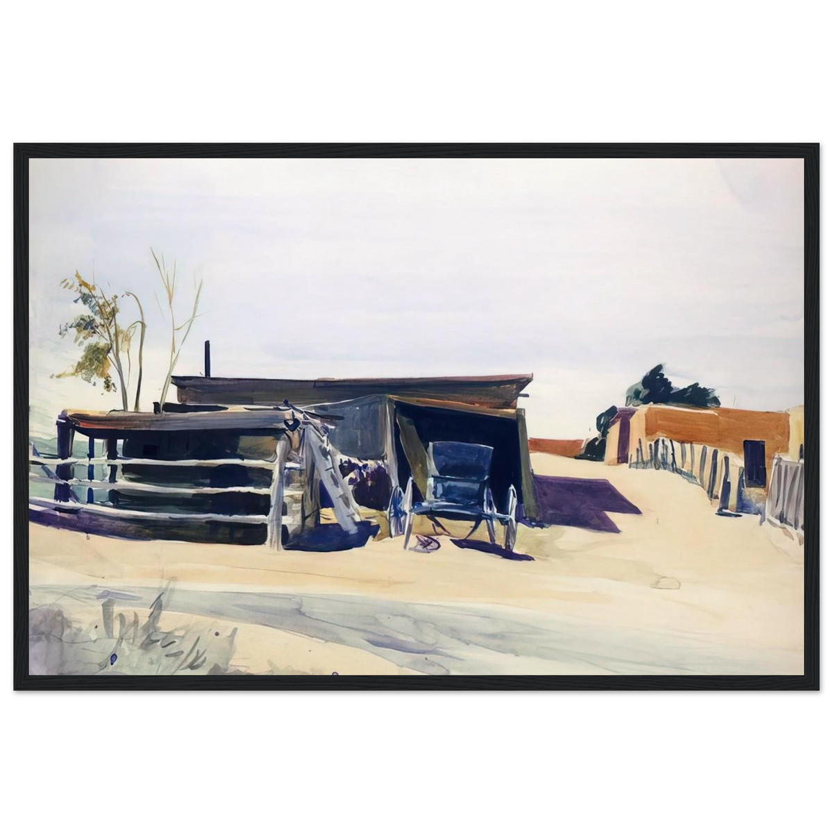 Adobes and Shed, New Mexico Framed Poster | Edward Hopper Framed Prints Wall Art | Edward Hopper Print