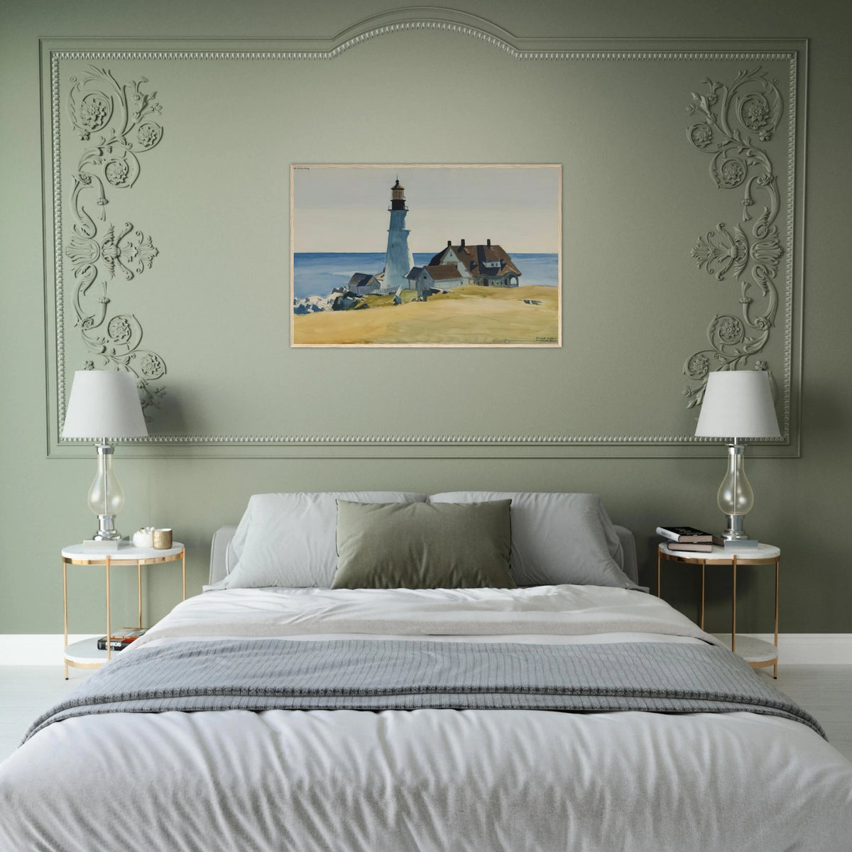 Lighthouse and Buildings, Portland Head, Cape Elizabeth, Maine Framed Poster | Edward Hopper Framed Prints Wall Art | Edward Hopper Print