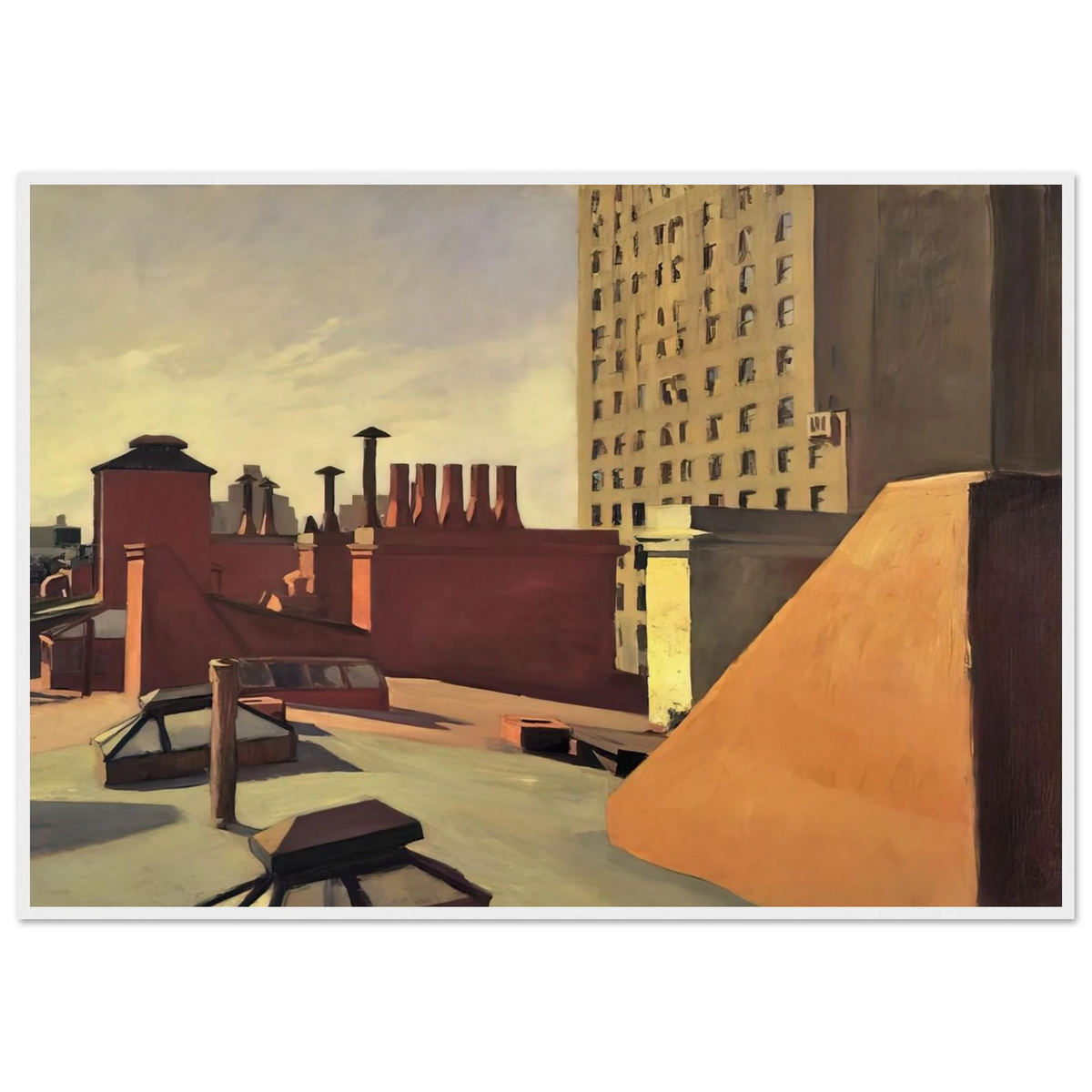 City Roofs Framed Poster | Edward Hopper Framed Prints Wall Art | Edward Hopper Print