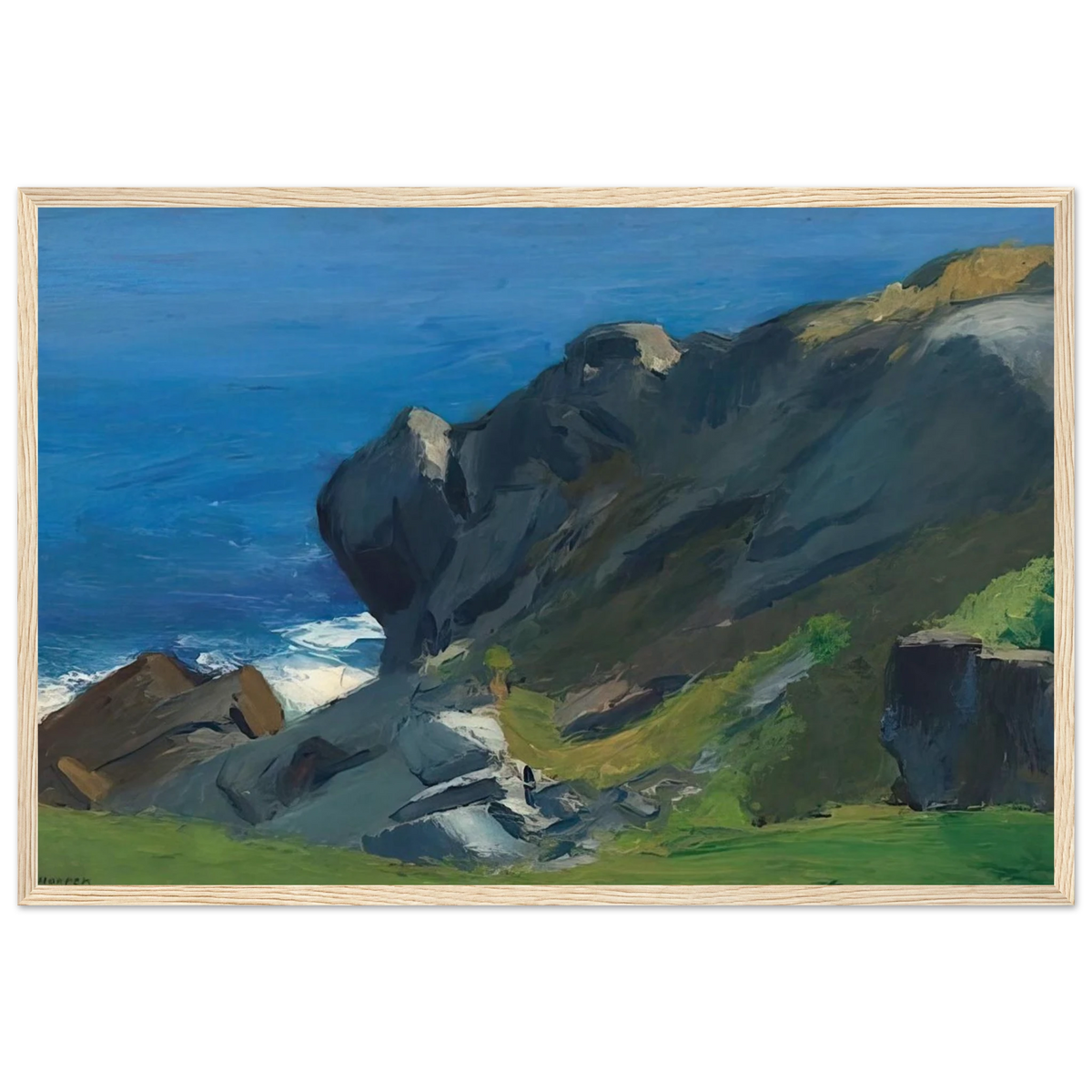 Rocky Shore and Sea Framed Poster | Edward Hopper Framed Prints Wall Art | Edward Hopper Print