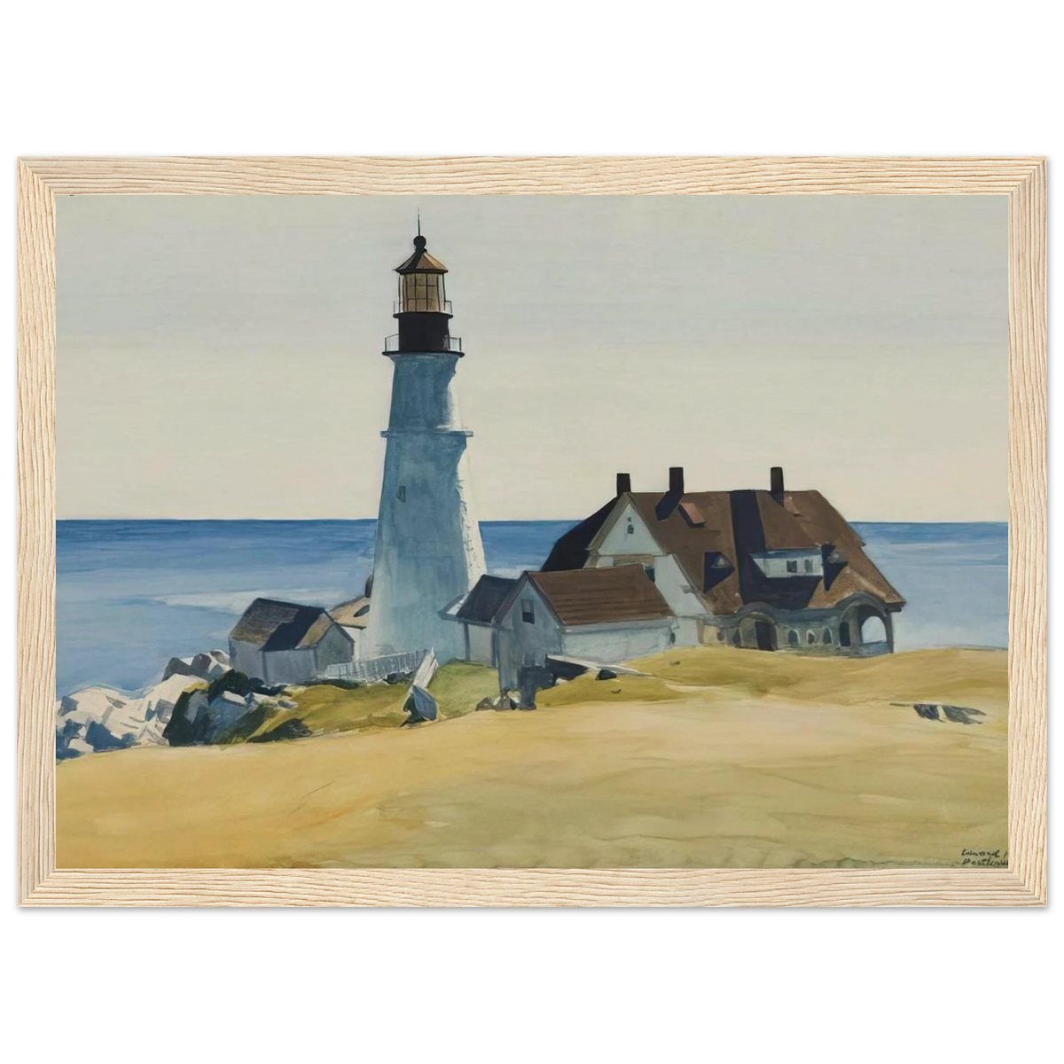 Lighthouse and Buildings, Portland Head, Cape Elizabeth, Maine Framed Poster | Edward Hopper Framed Prints Wall Art | Edward Hopper Print