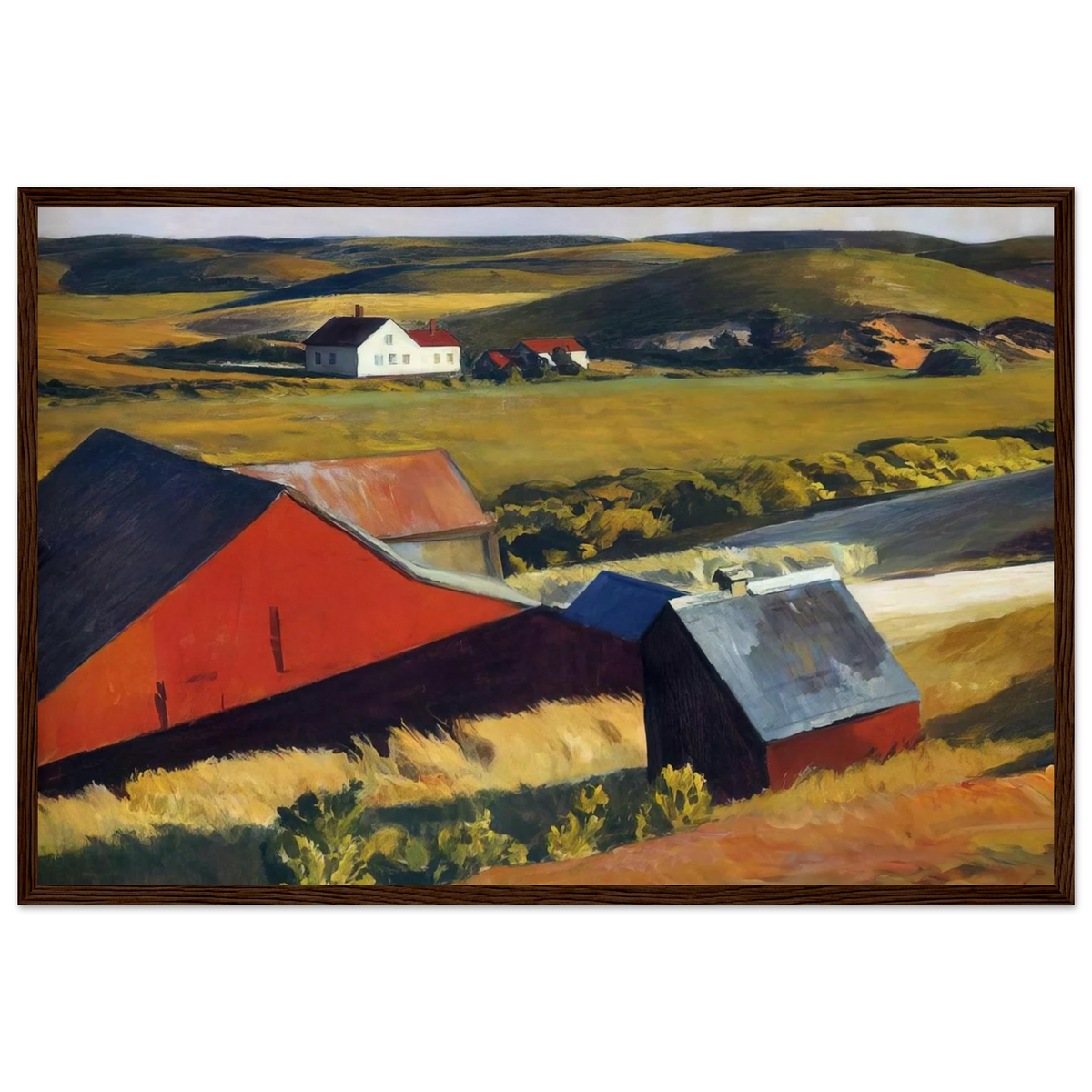 Cobbs Barns and Distant Houses Framed Poster | Edward Hopper Framed Prints Wall Art | Edward Hopper Print