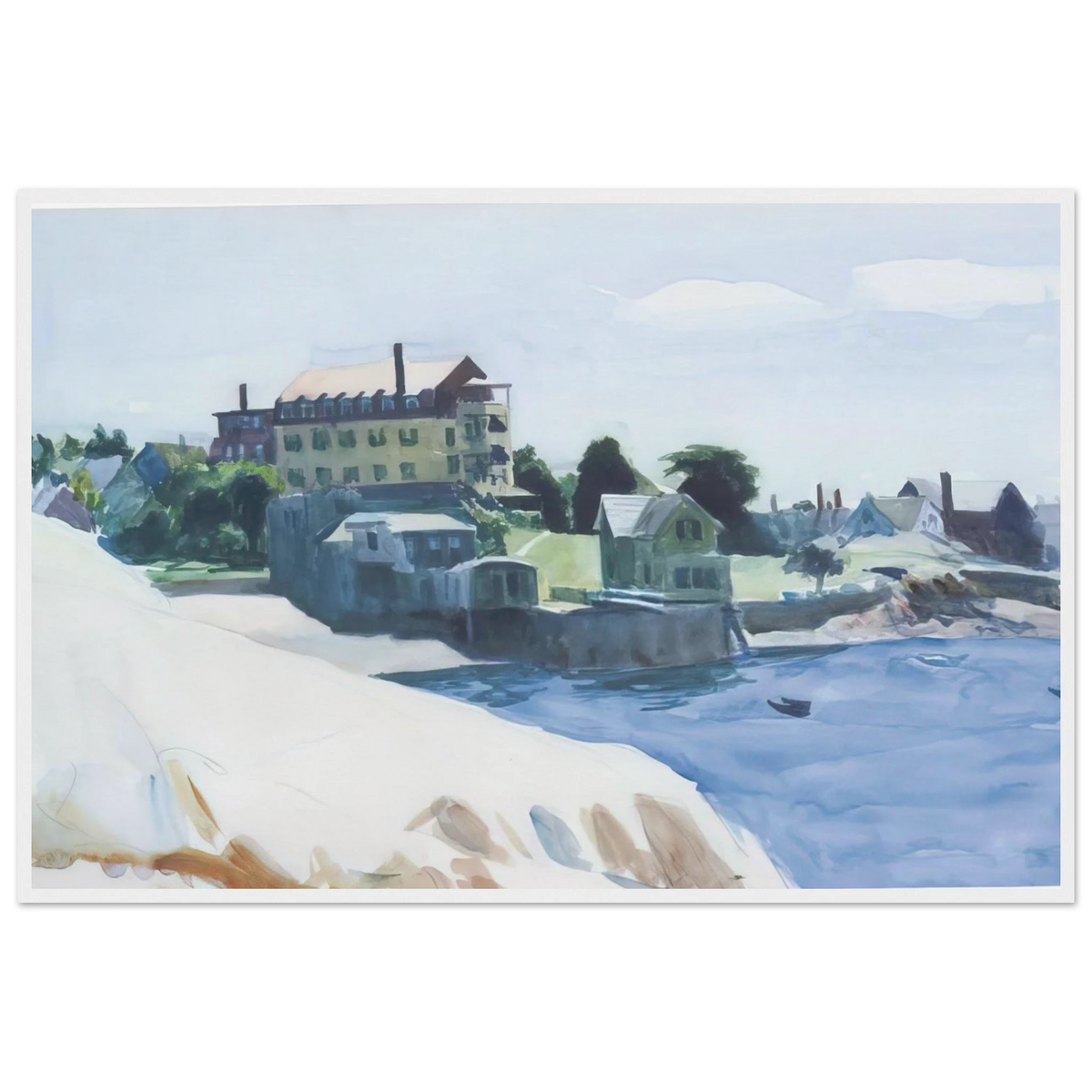 Small Town on Cove Framed Poster | Edward Hopper Framed Prints Wall Art | Edward Hopper Print