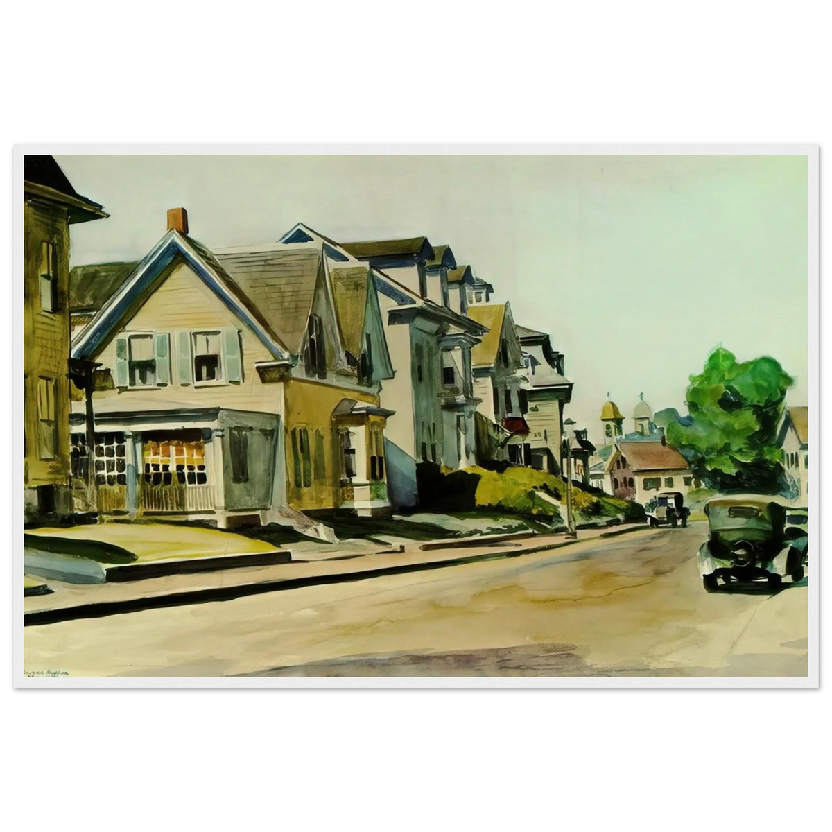 Sun on Prospect Street Gloucester, Massachusetts Framed Poster | Edward Hopper Framed Prints Wall Art | Edward Hopper Print
