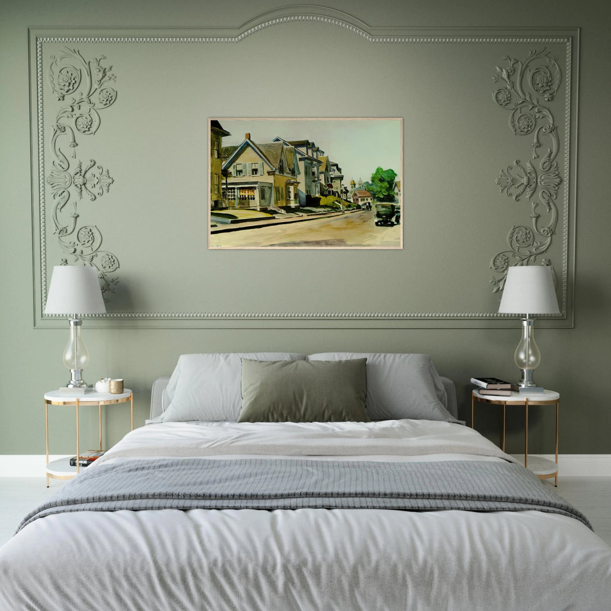 Sun on Prospect Street Gloucester, Massachusetts Framed Poster | Edward Hopper Framed Prints Wall Art | Edward Hopper Print