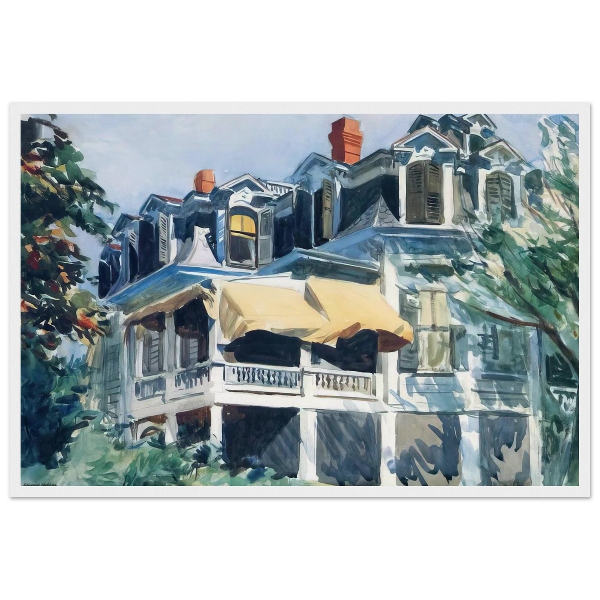 The Mansard Roof Framed Poster | Edward Hopper Framed Prints Wall Art | Edward Hopper Print