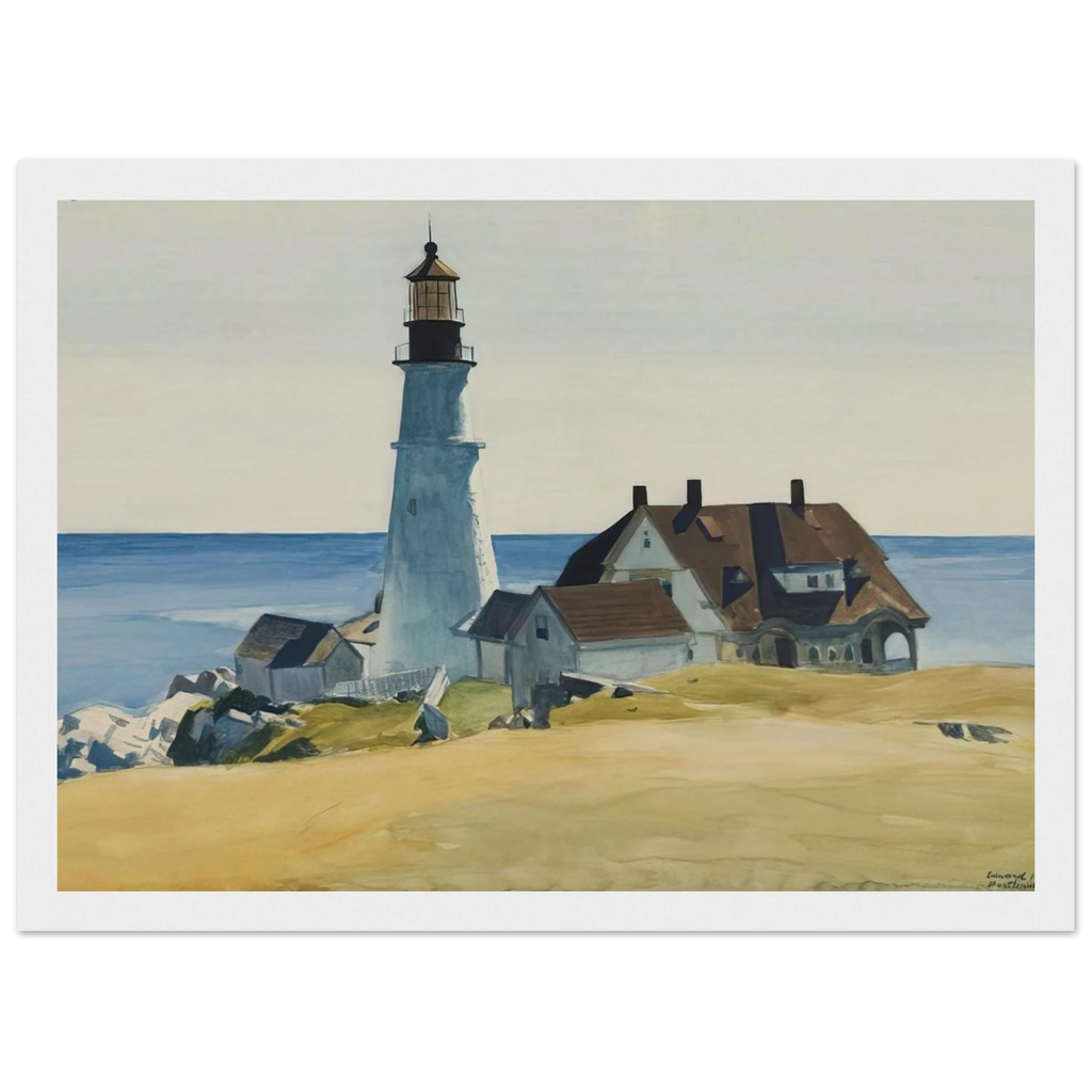 Lighthouse and Buildings, Portland Head, Cape Elizabeth, Maine Framed Poster | Edward Hopper Framed Prints Wall Art | Edward Hopper Print